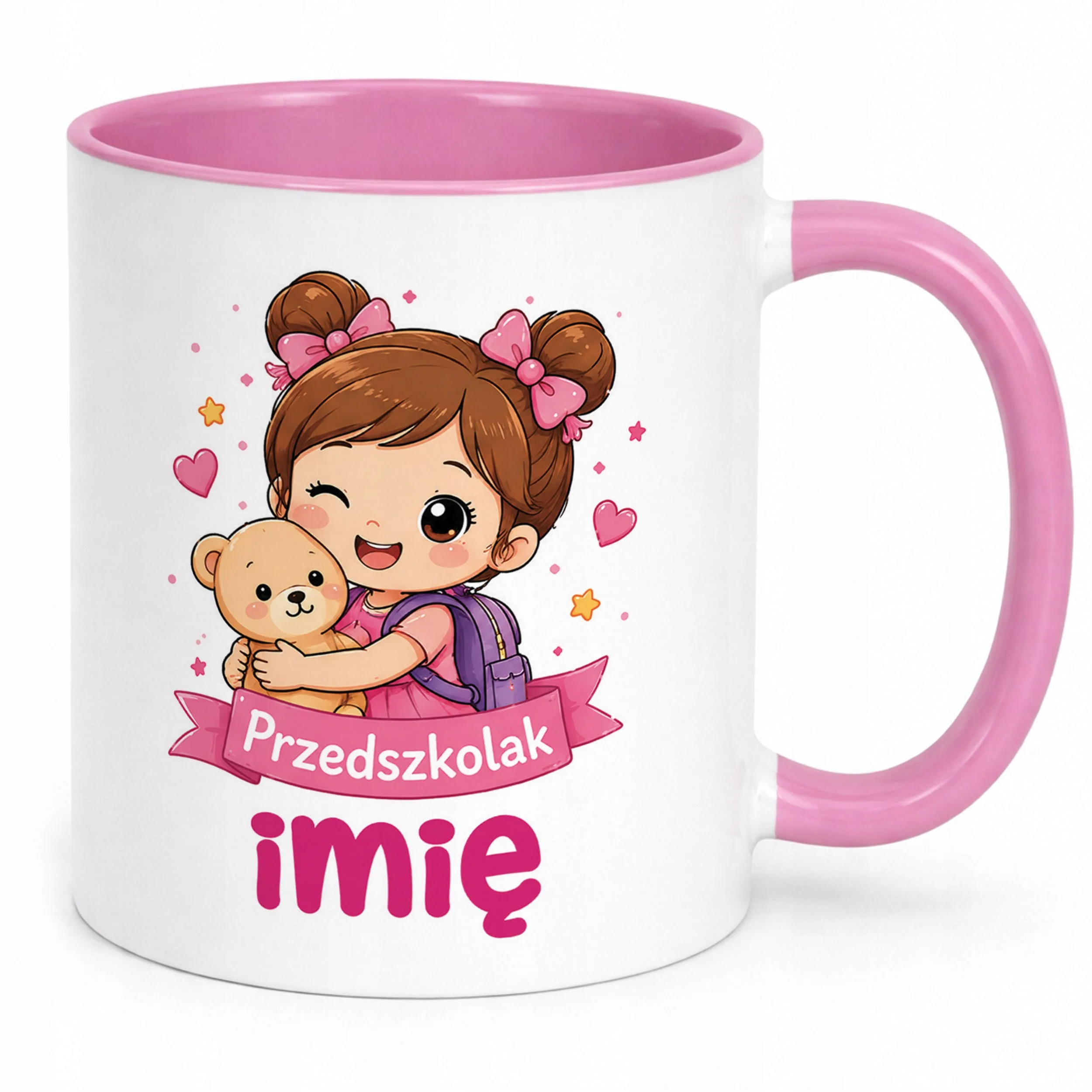 Kubek Różowy z nadrukiem personalizowany Przedszkolak Szkoła Dla Dzieci