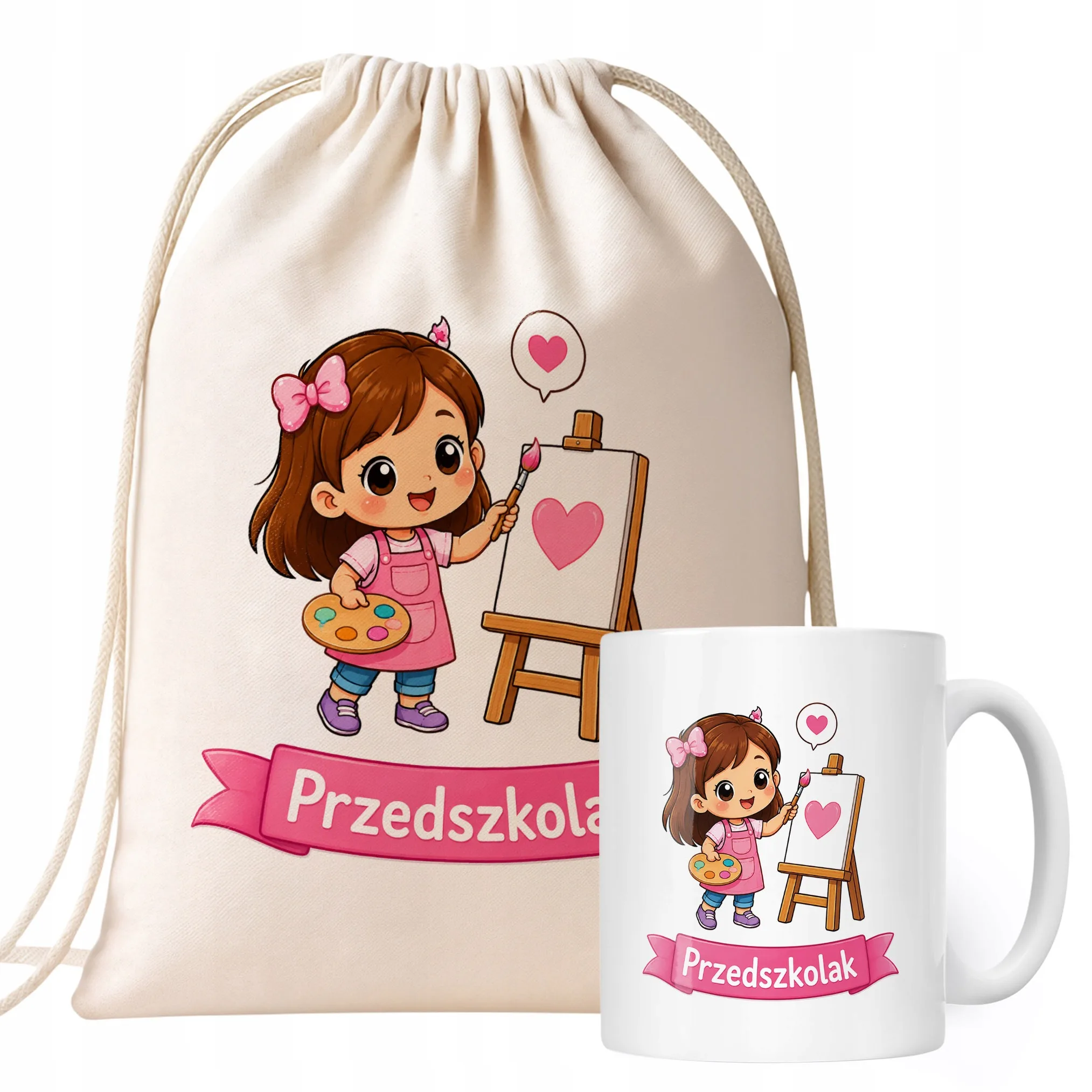 Zestaw Plecak Worek Kubek Z Nadrukiem Przedszkolak Szkoła Dla Dzieci