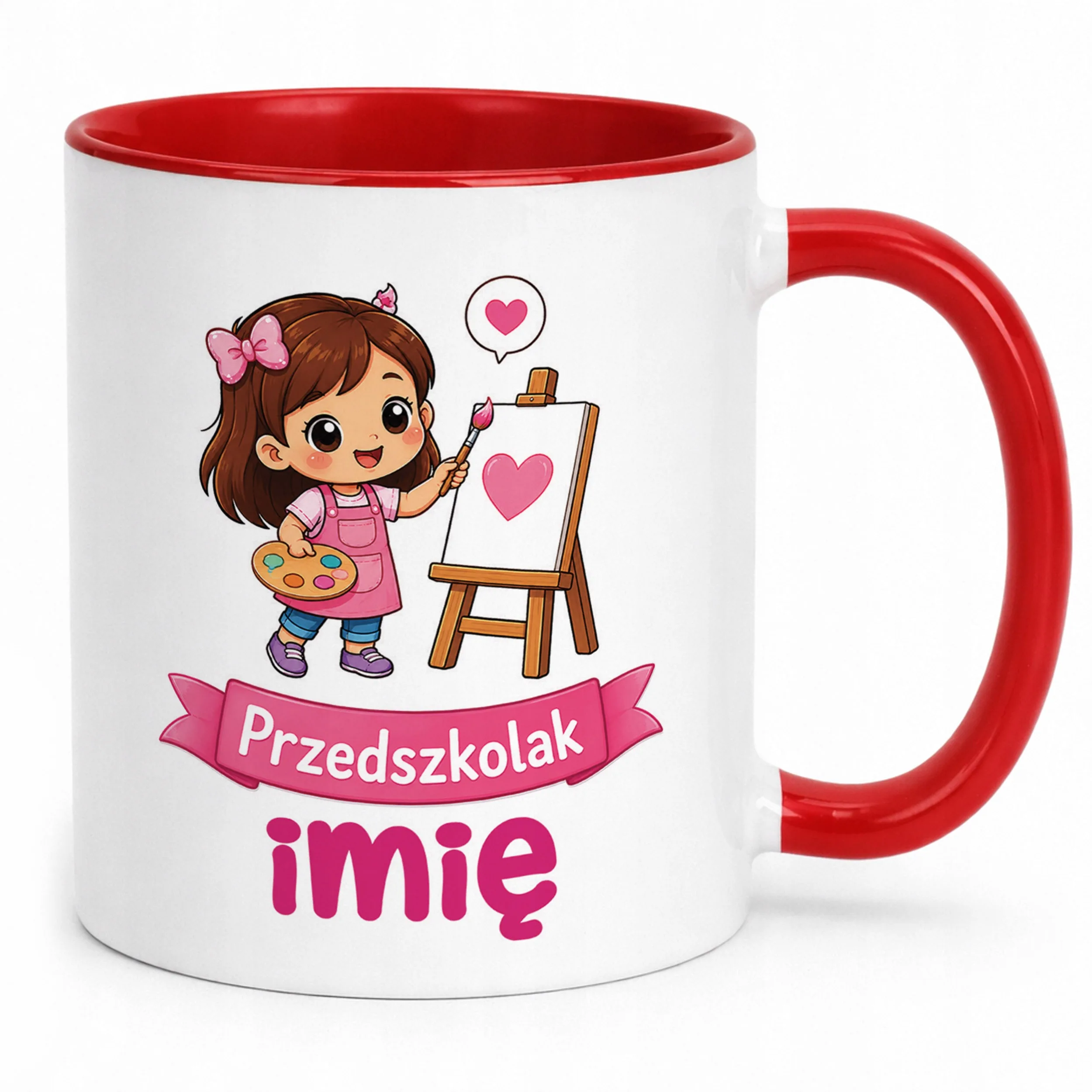 Kubek Czerwony z nadrukiem personalizowany Przedszkolak Szkoła Dla Dzieci