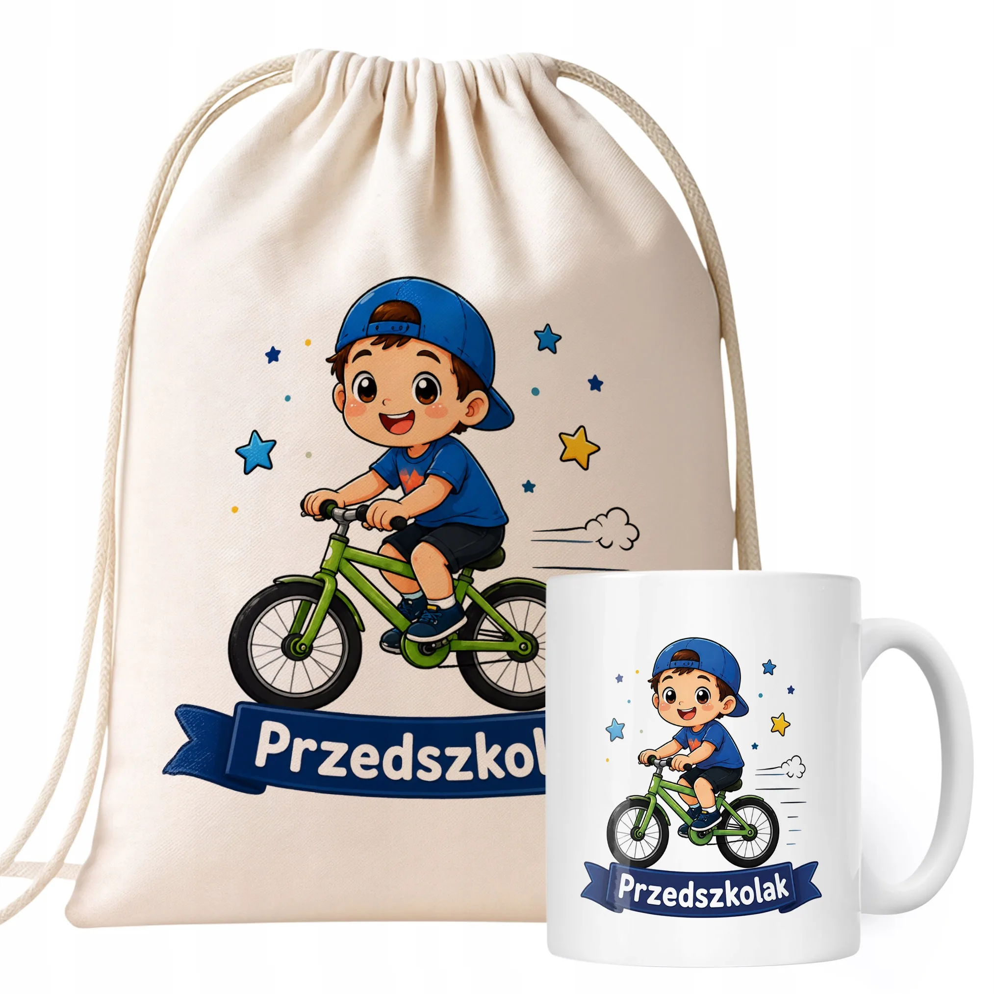 Zestaw Plecak Worek Kubek Z Nadrukiem Przedszkolak Szkoła Dla Dzieci