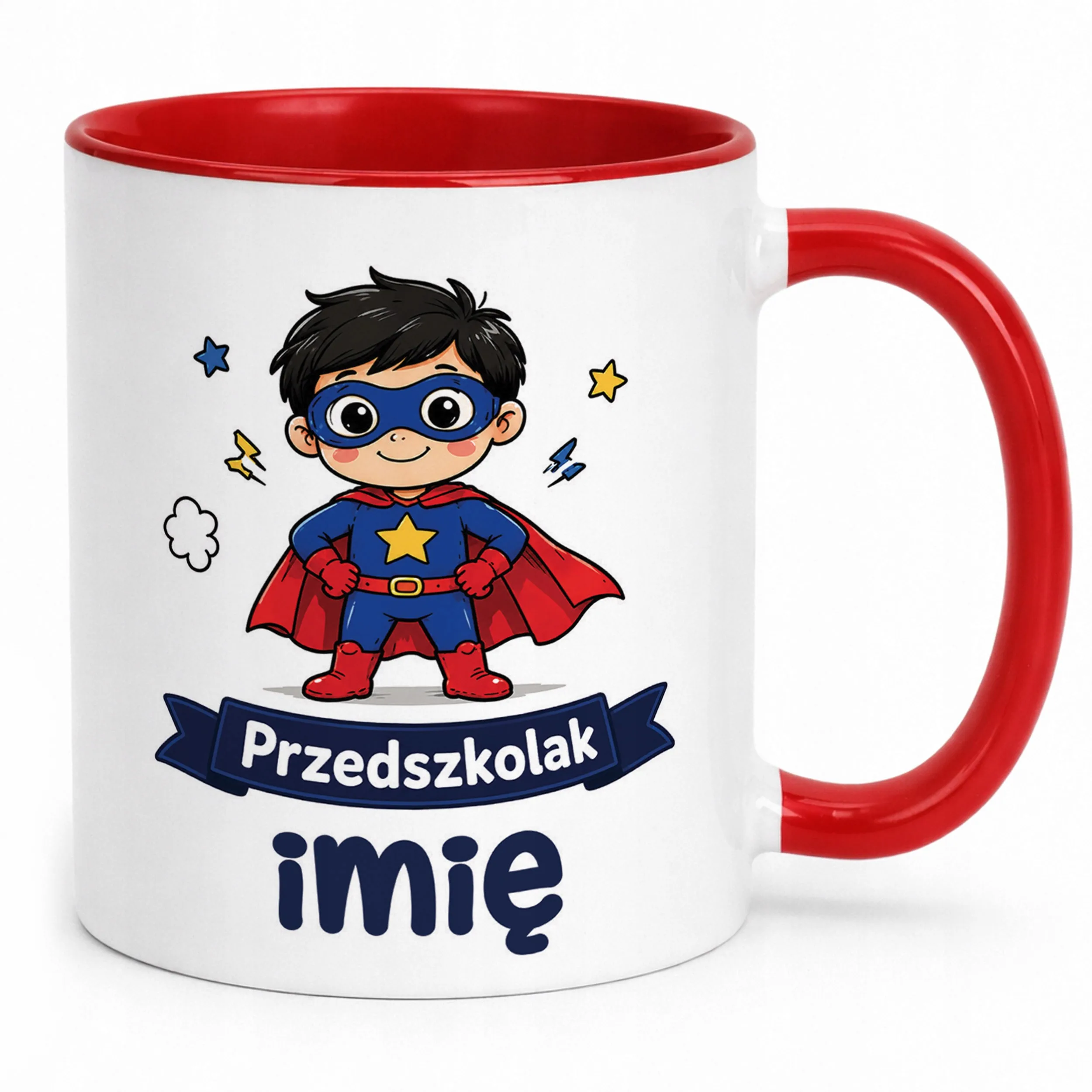 Kubek Czerwony z nadrukiem personalizowany Przedszkolak Szkoła Dla Dzieci