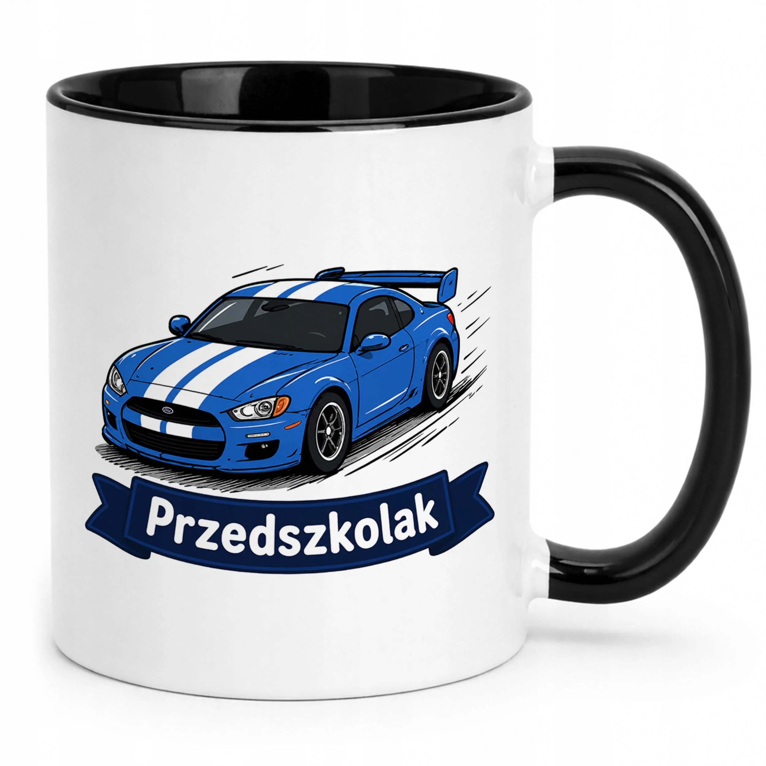 Kubek Czarny z nadrukiem Przedszkolak Szkoła Dla Dzieci Prezent