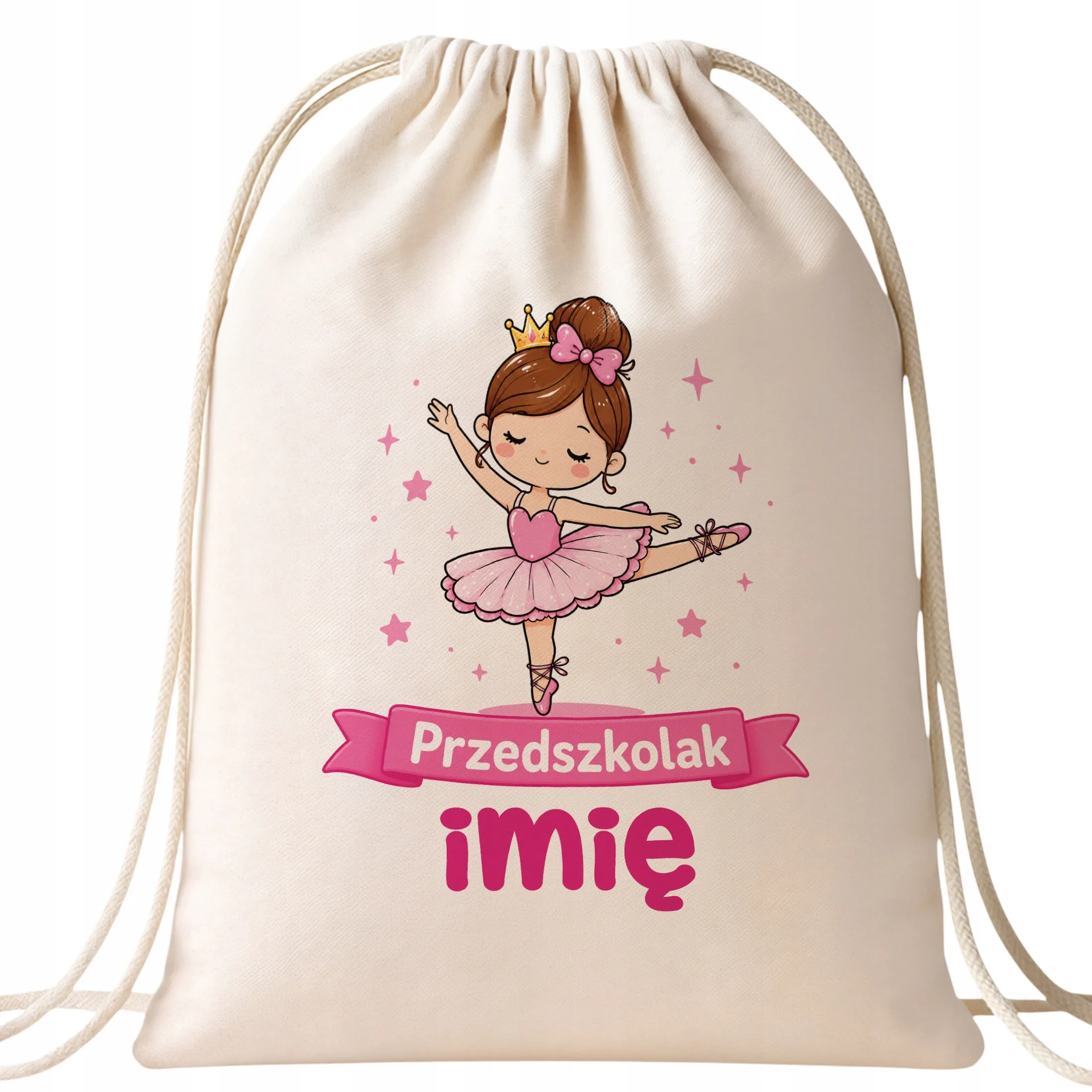 Plecak Worek Personalizowany Przedszkolak z Nadrukiem Bawełniany Szkolny