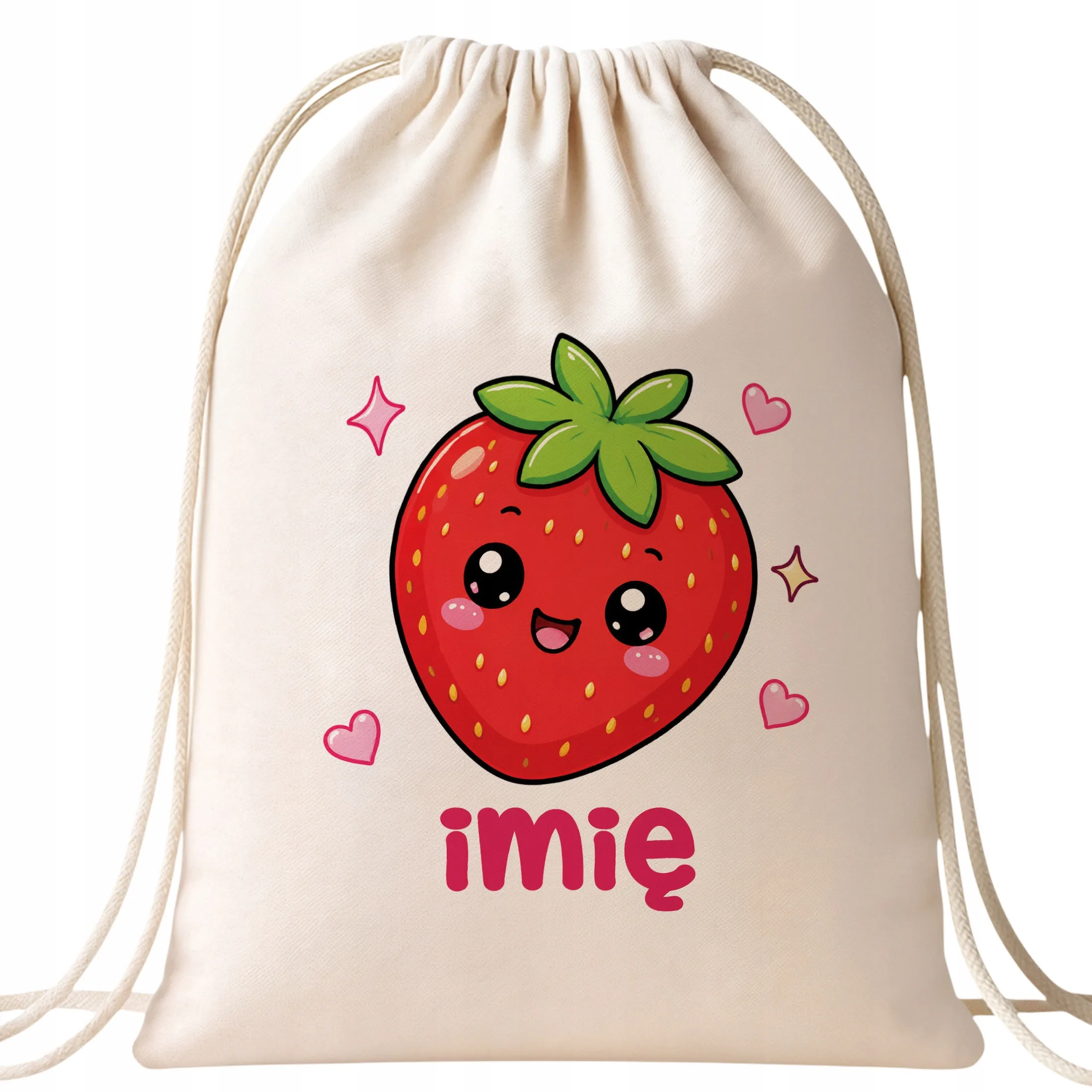 Plecak Worek Personalizowany Kawaii pączek z Nadrukiem Bawełniany Szkolny