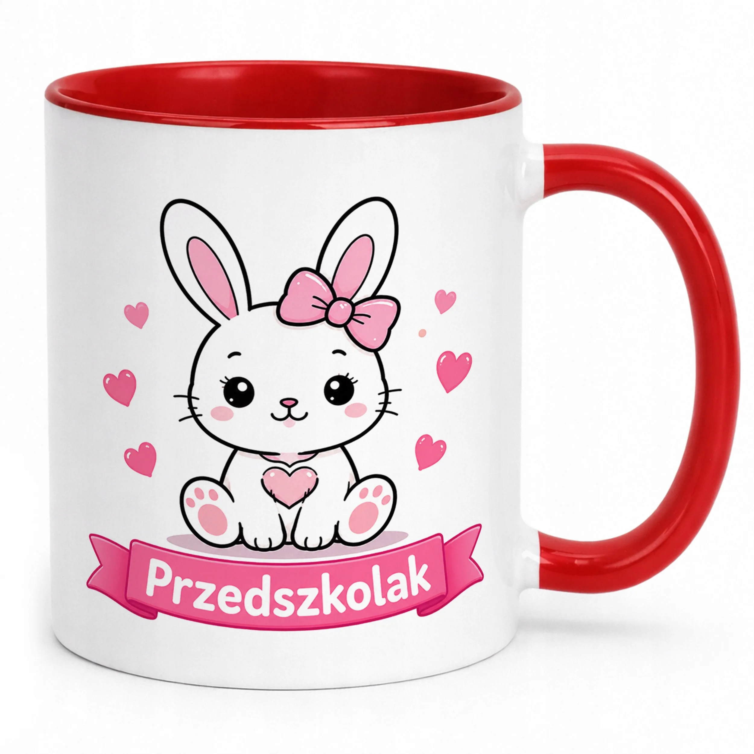 Kubek Czerwony z nadrukiem Przedszkolak Szkoła Dla Dzieci Prezent