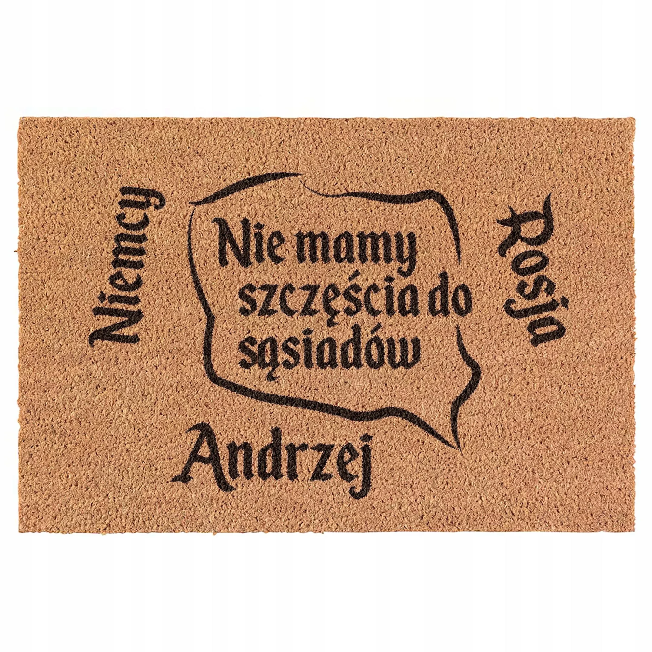 Wycieraczka Nie mamy szczęścia do sąsiadów 1670 kokosowa pod drzwi 60x40cm