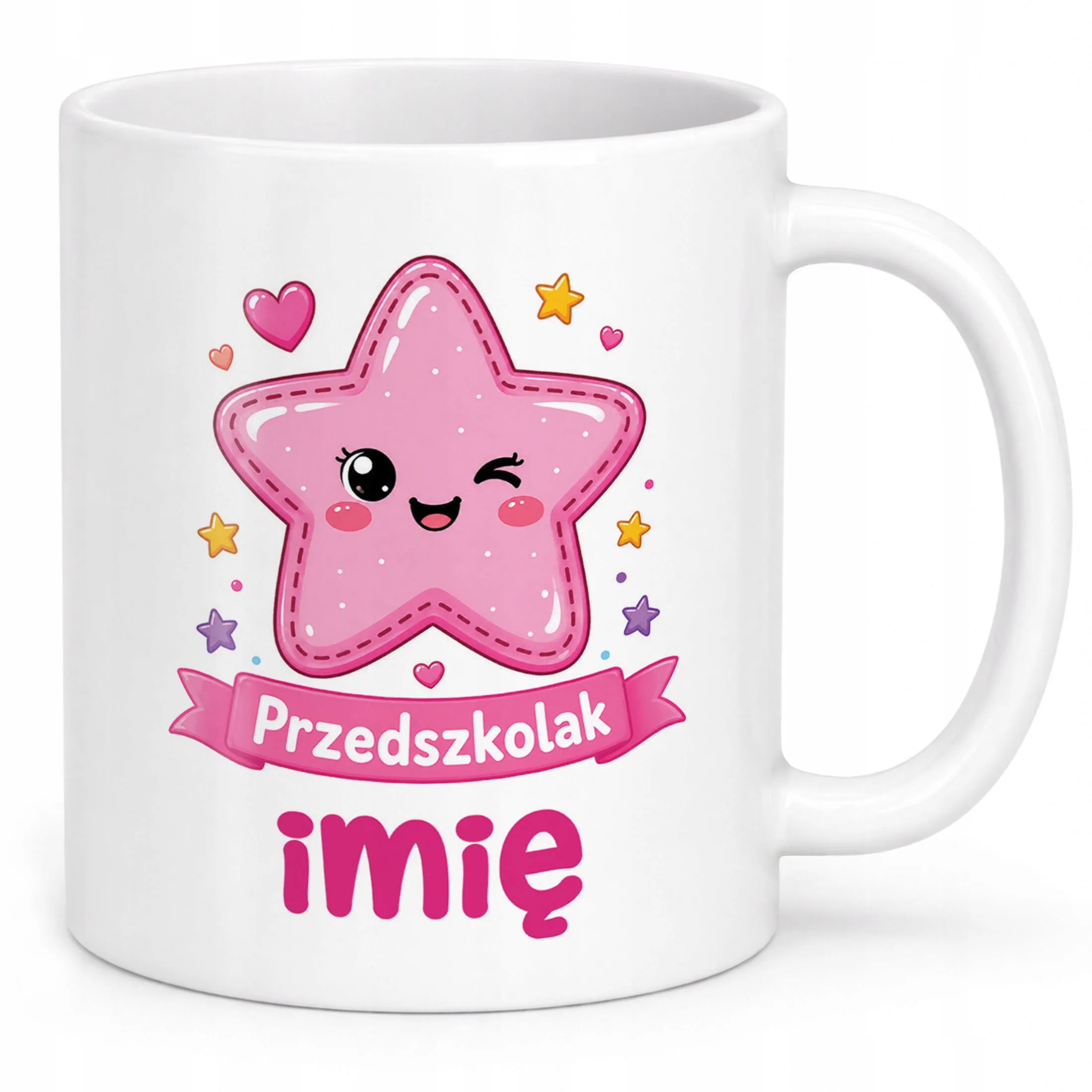 Biały Kubek z nadrukiem personalizowany Przedszkolak Szkoła Dla Dzieci