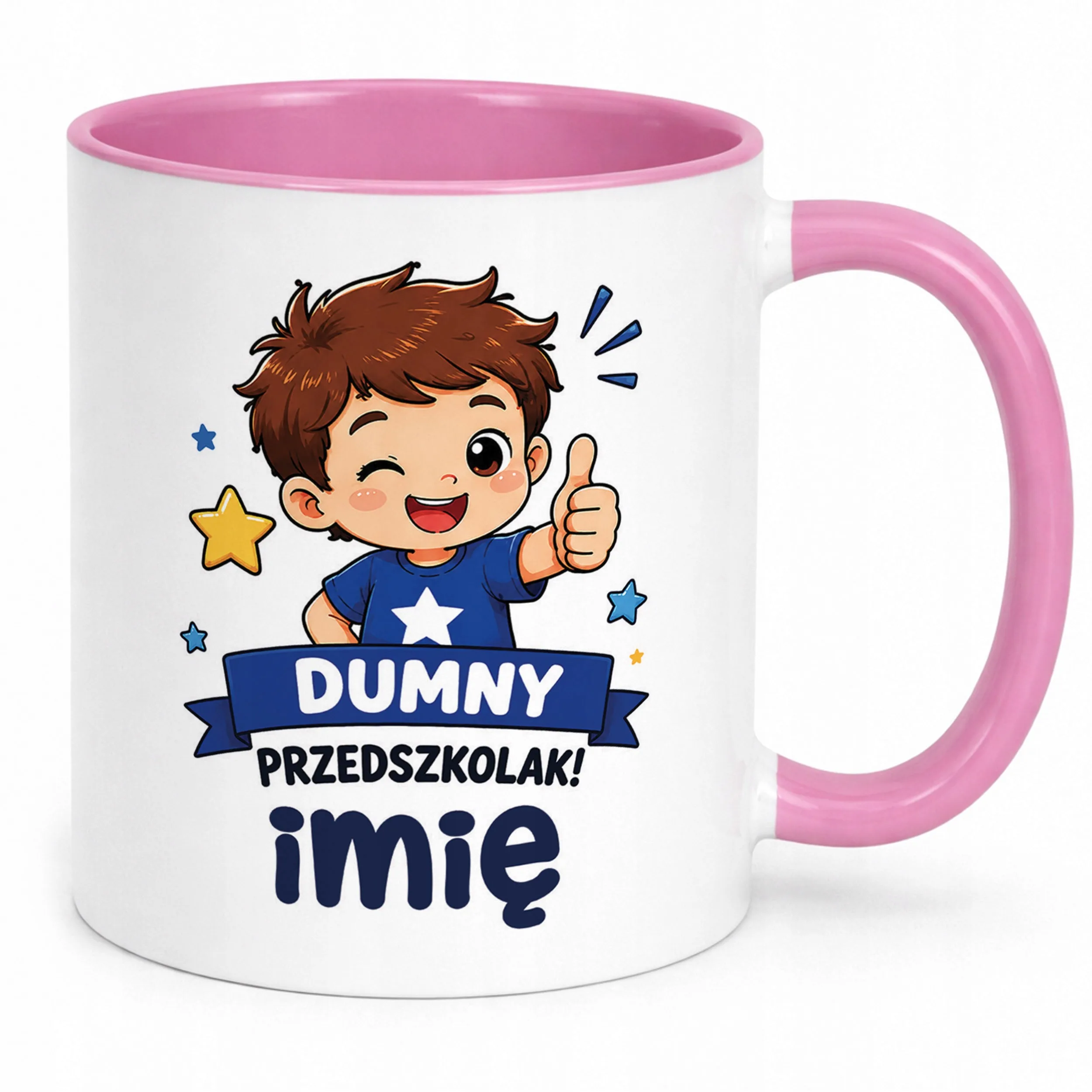 Kubek Różowy z nadrukiem personalizowany Przedszkolak Szkoła Dla Dzieci