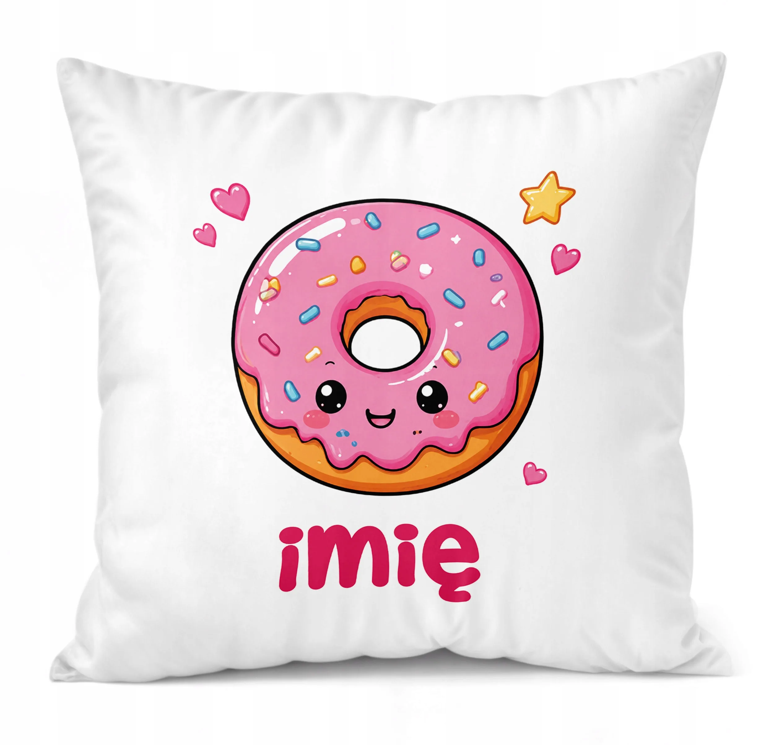 Poduszka Jasiek Personalizowana z nadrukiem 38x38cm Kawaii pączek Prezent