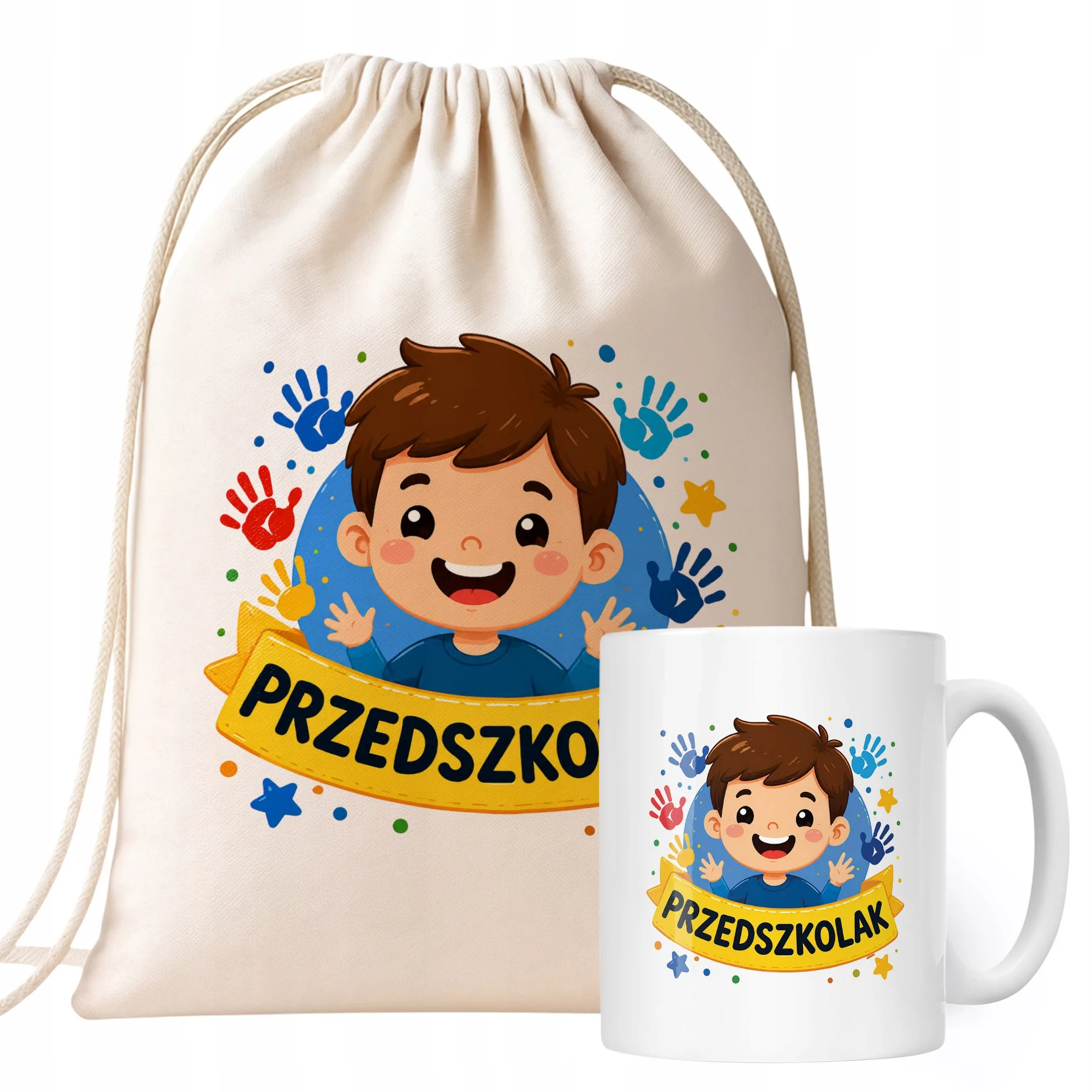 Zestaw Plecak Worek Kubek Z Nadrukiem Przedszkolak Szkoła Dla Dzieci