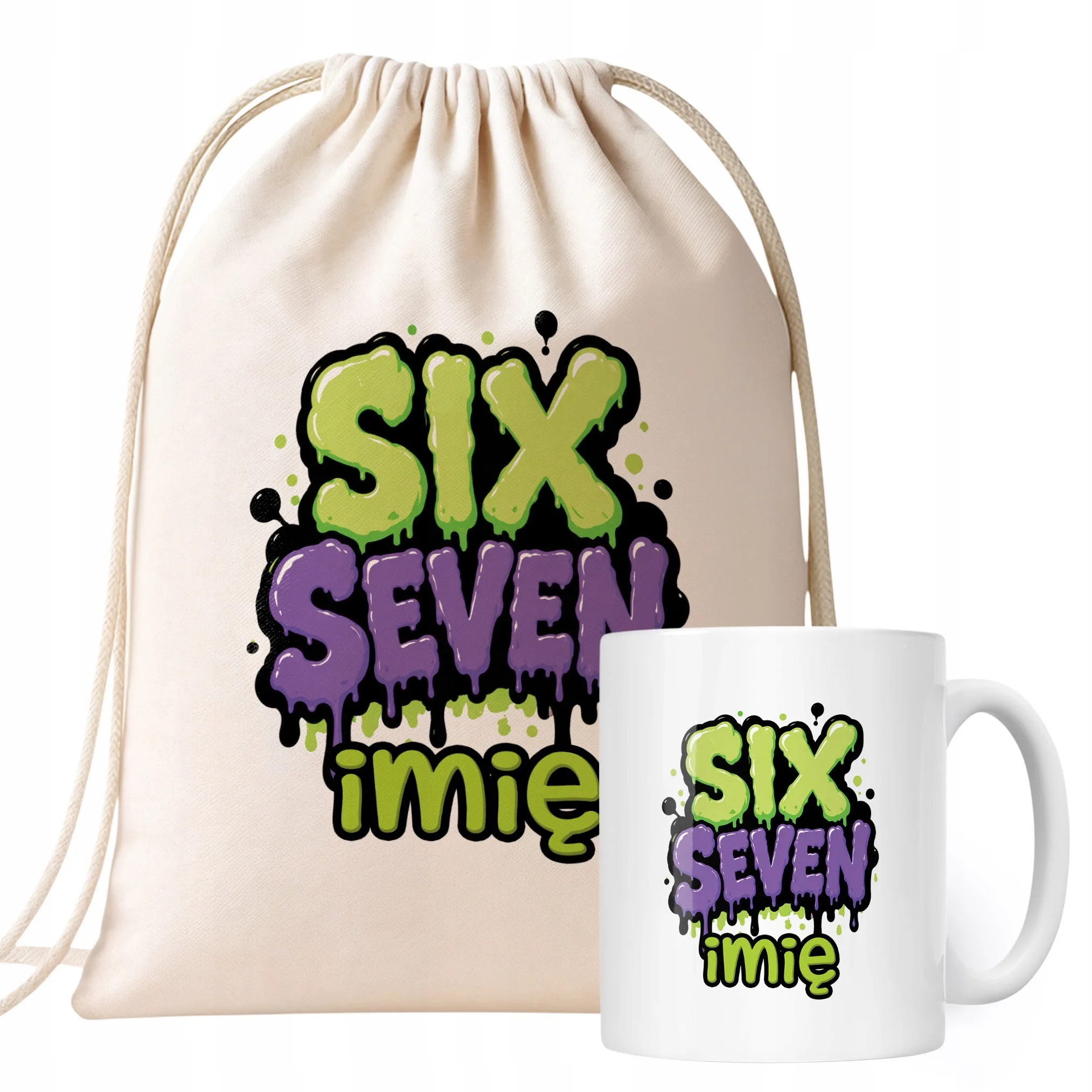 Zestaw Personalizowany Plecak Worek Kubek 67 Six Seven Prezent