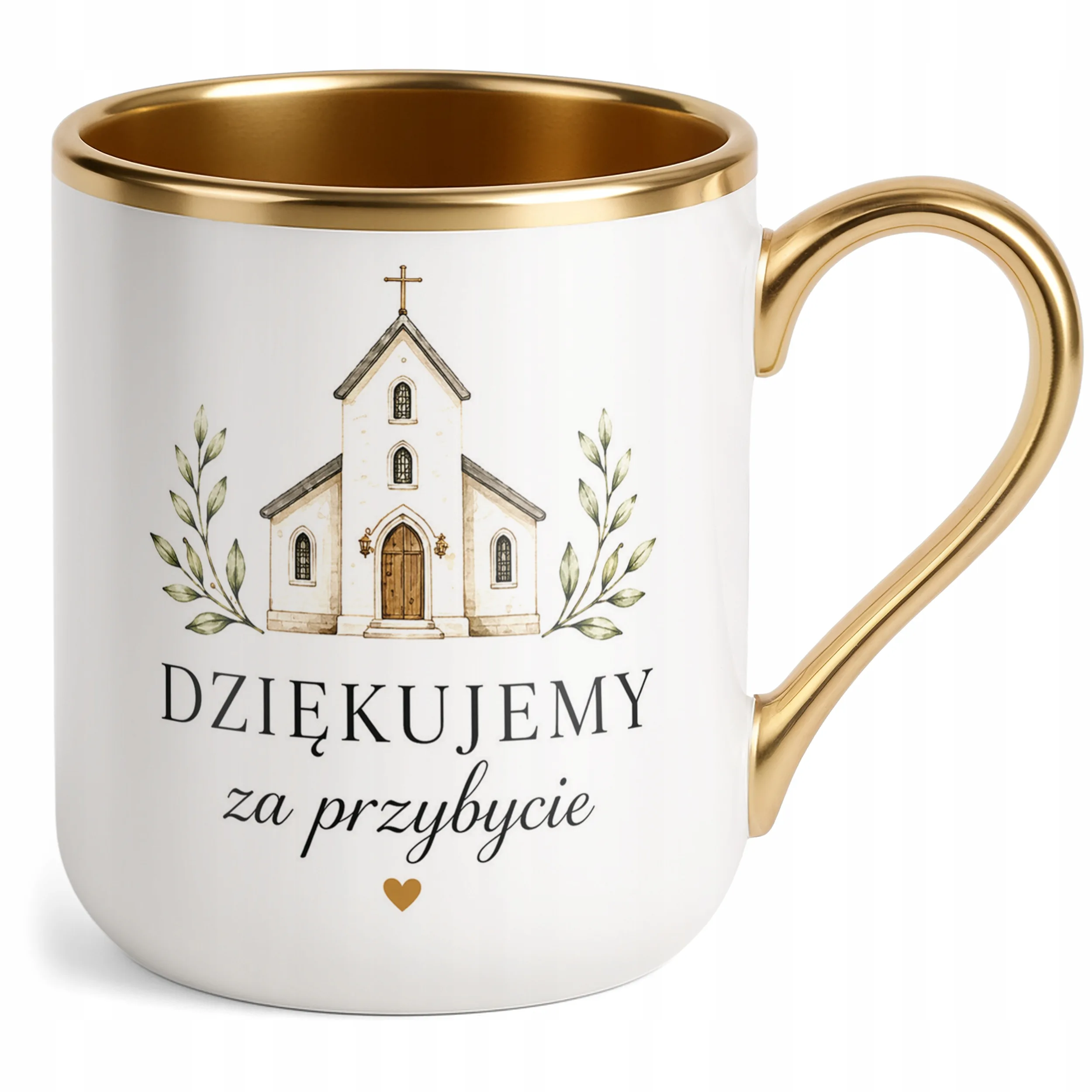 Kubek złoty Komunia Święta podziękowanie dla gości Premium upominek