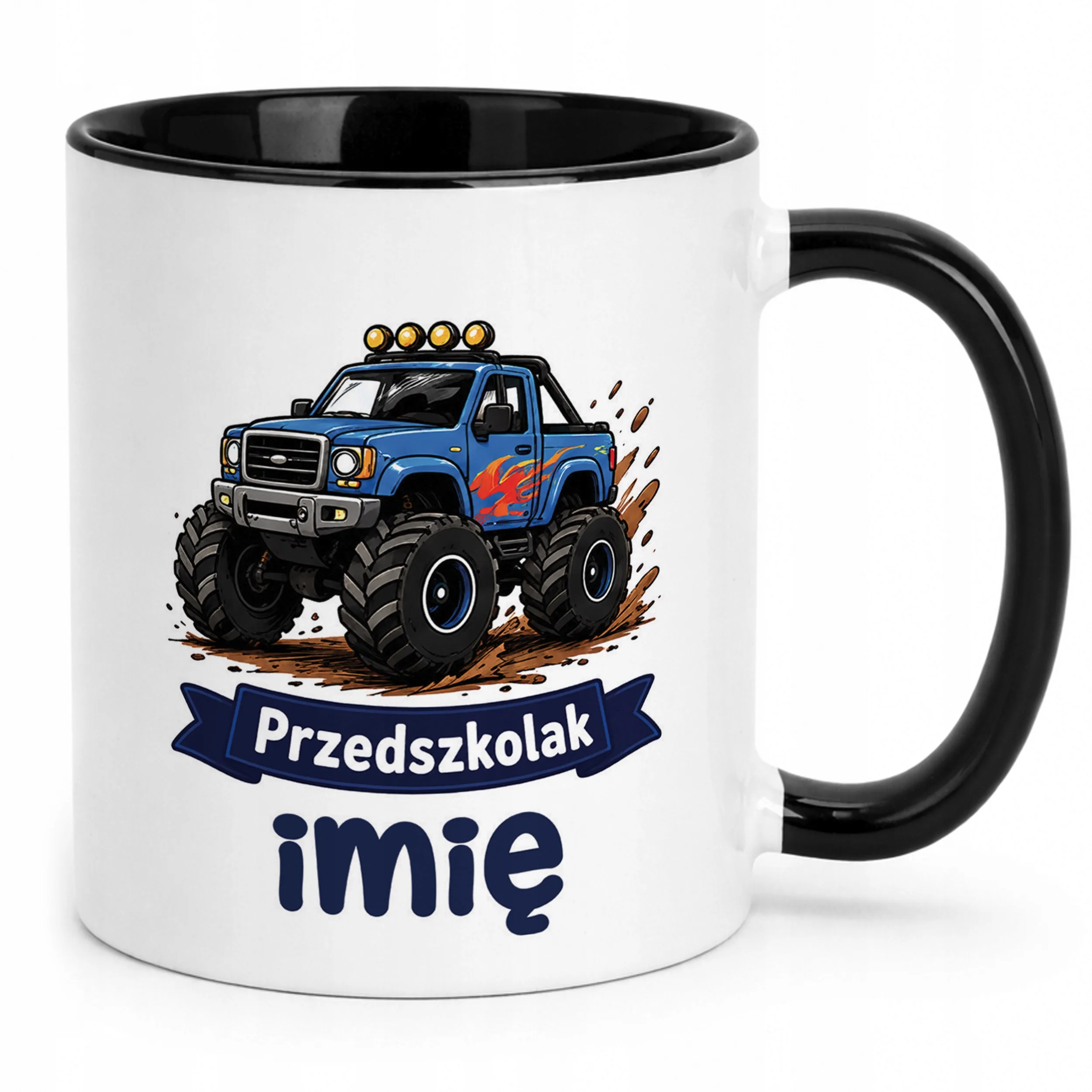 Kubek Czarny z nadrukiem personalizowany Przedszkolak Szkoła Dla Dzieci