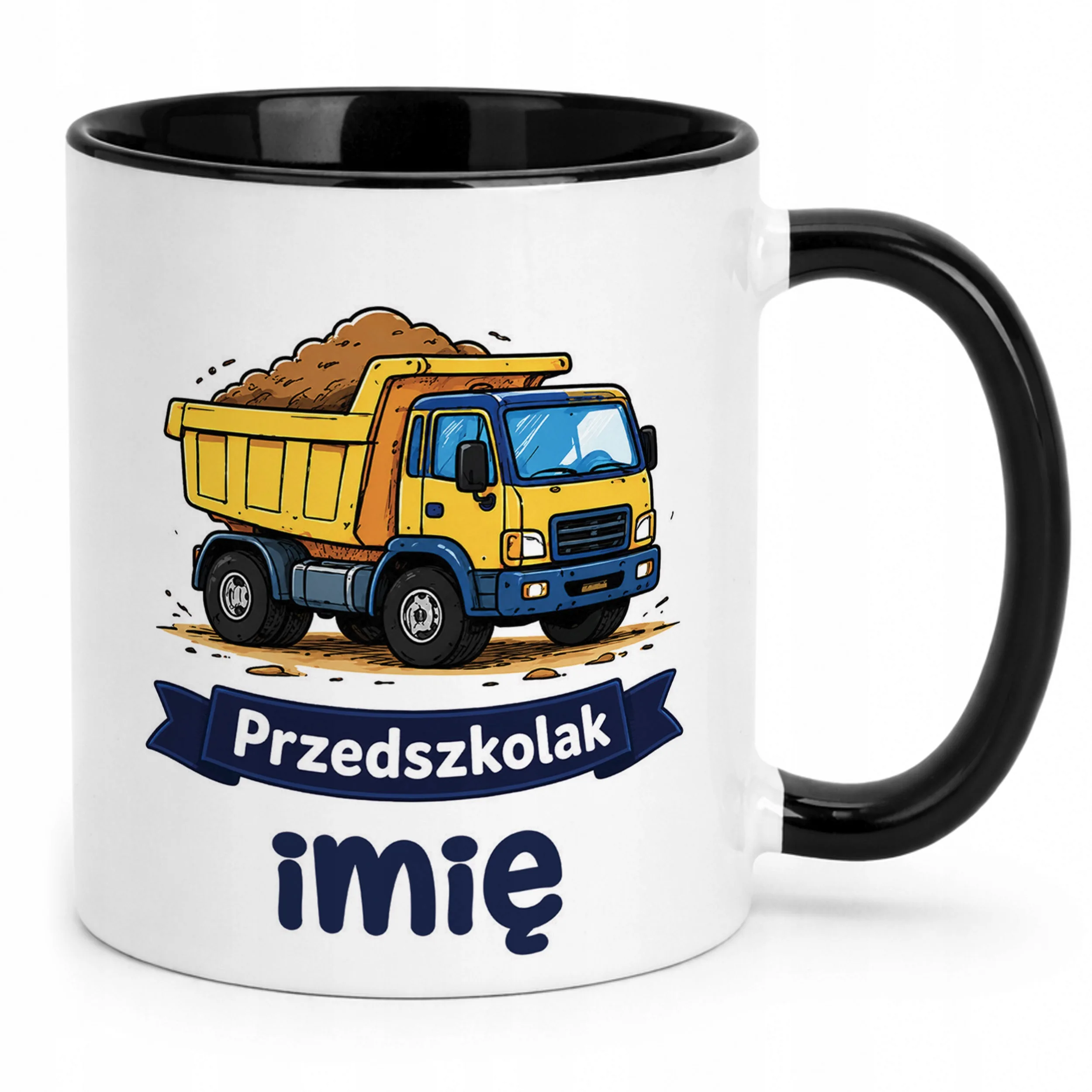 Kubek Czarny z nadrukiem personalizowany Przedszkolak Szkoła Dla Dzieci