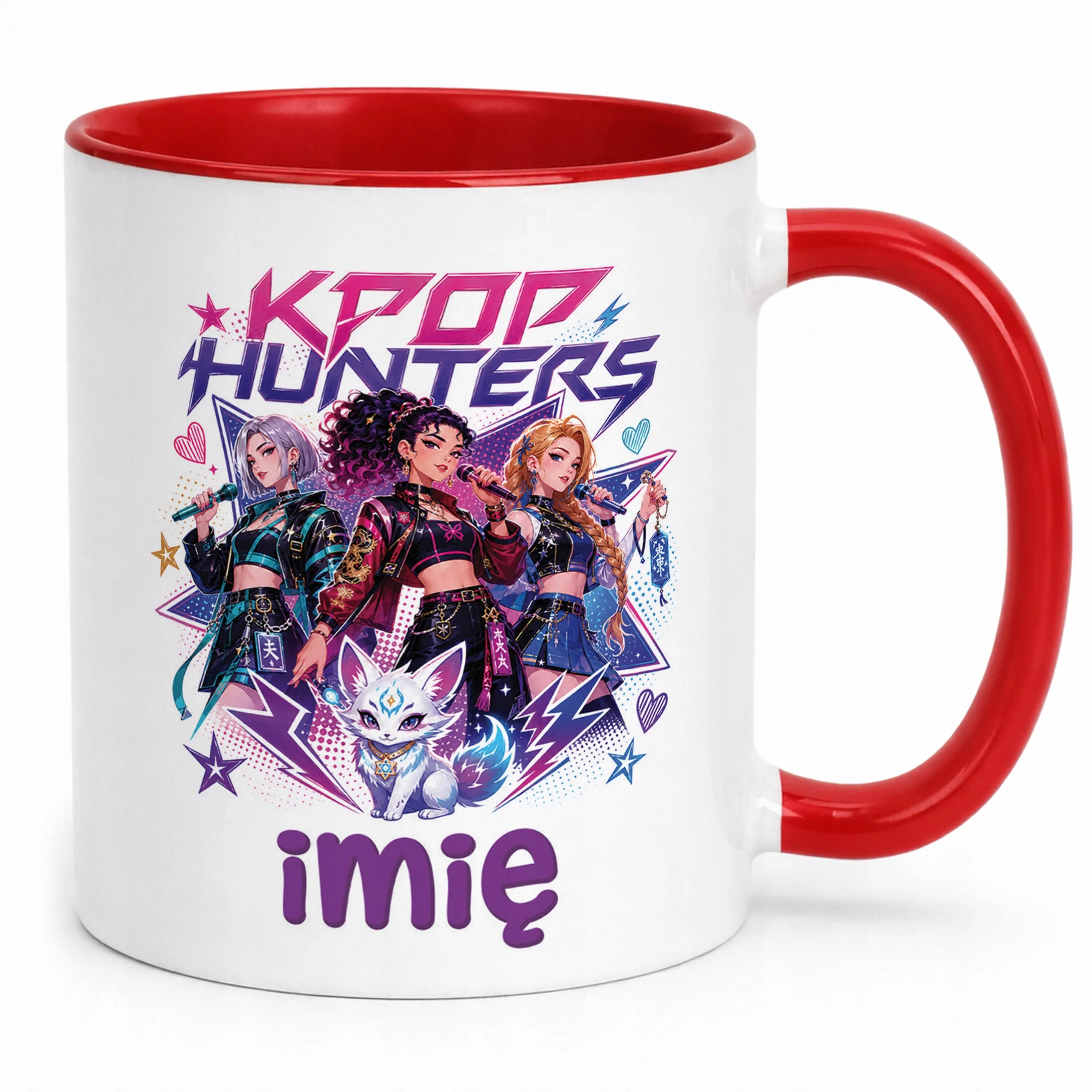 Kubek Czerwony z nadrukiem personalizowany ŁOWCZYNIE KPOP Prezent