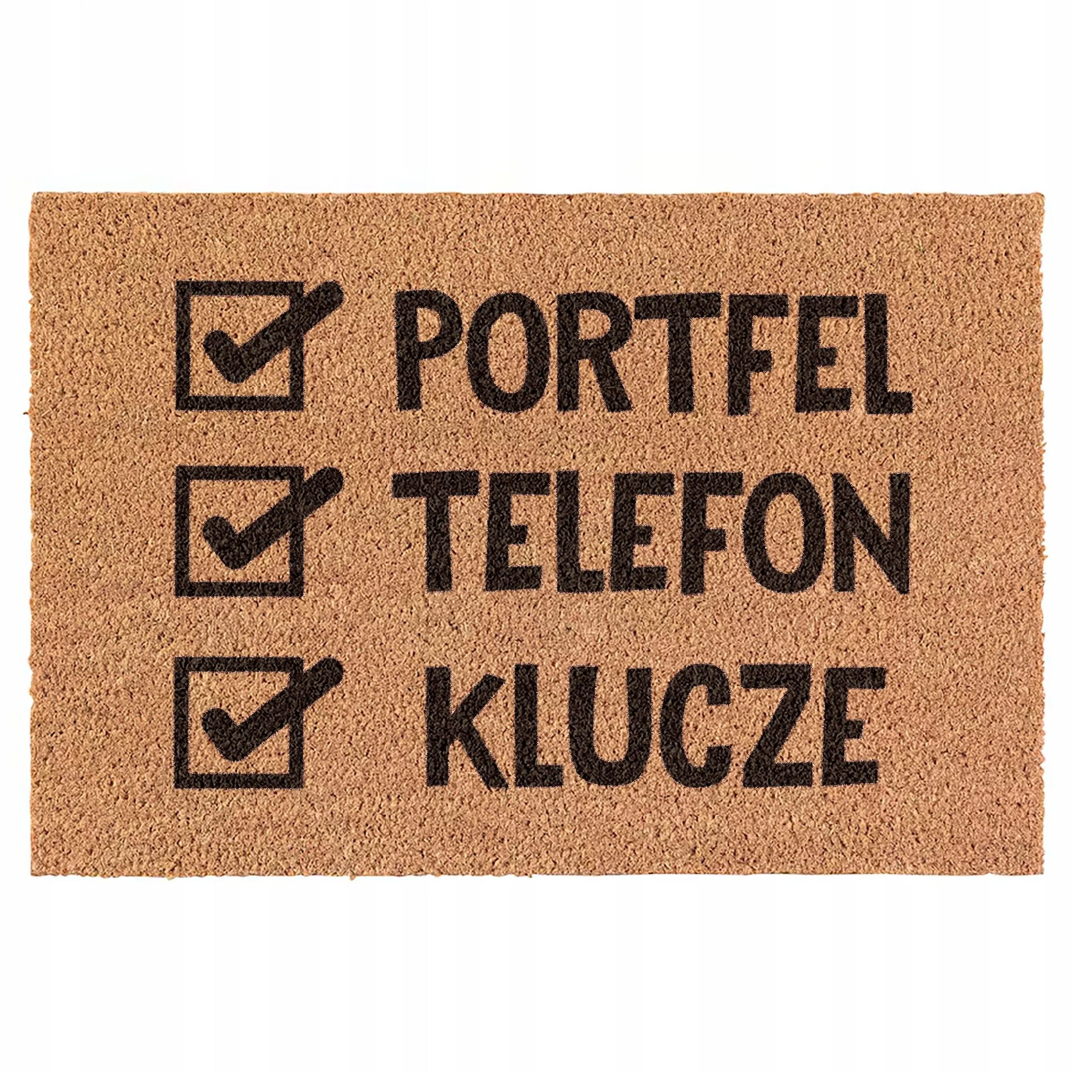 Wycieraczka Portfel, Telefon, Klucze kokosowa pod drzwi 60x40cm