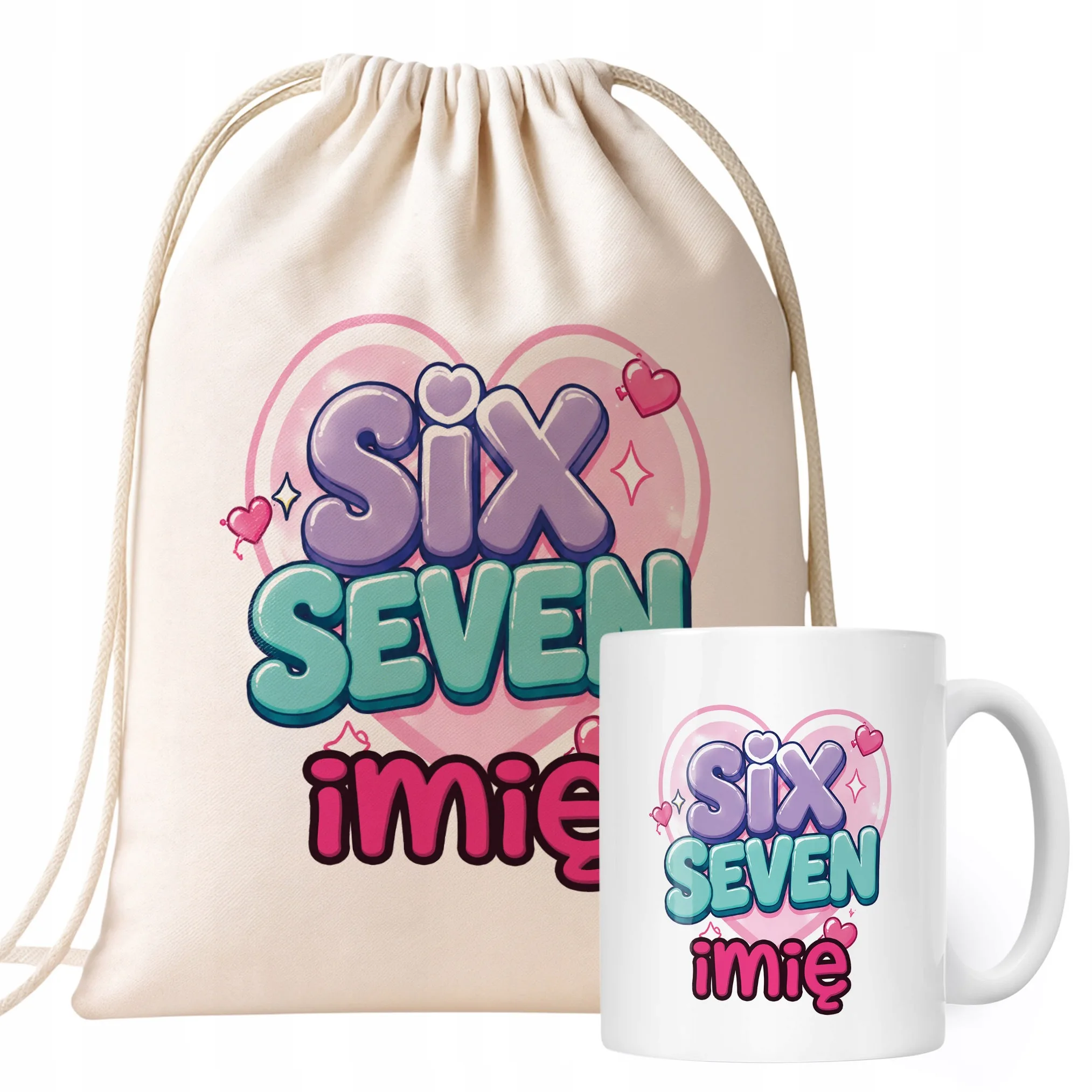 Zestaw Personalizowany Plecak Worek Kubek 67 Six Seven Prezent