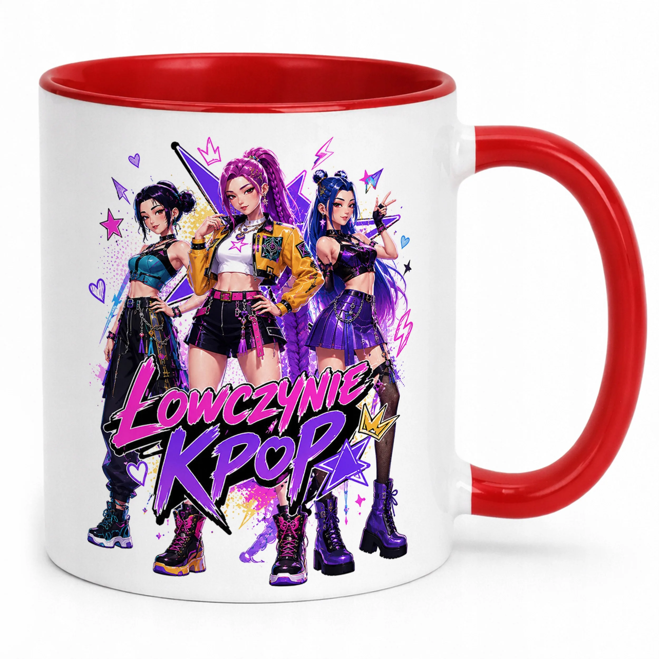 Kubek Czerwony z nadrukiem ŁOWCZYNIE KPOP Dla Dzieci Prezent Upominek