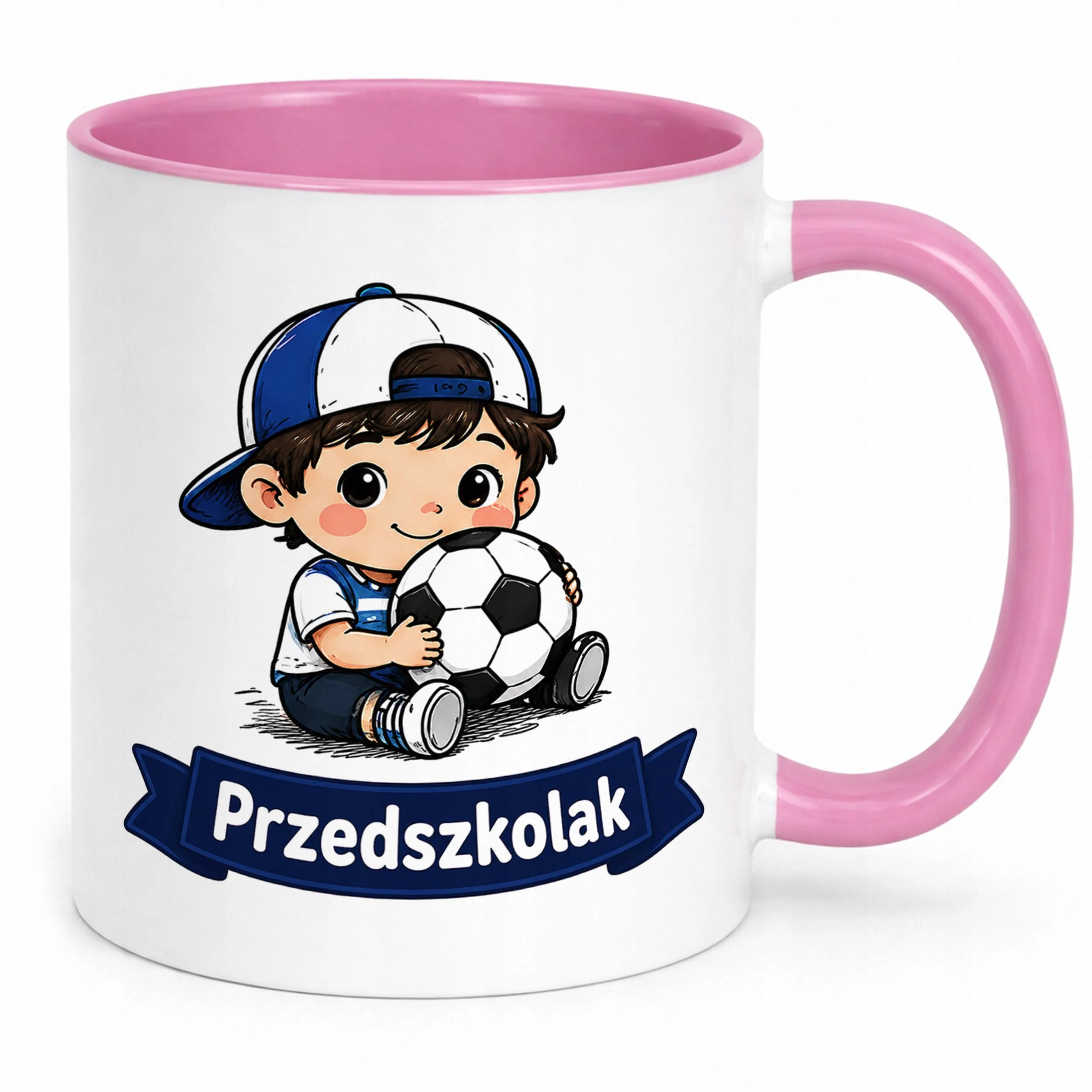 Kubek Różowy z nadrukiem Przedszkolak Szkoła Dla Dzieci Prezent
