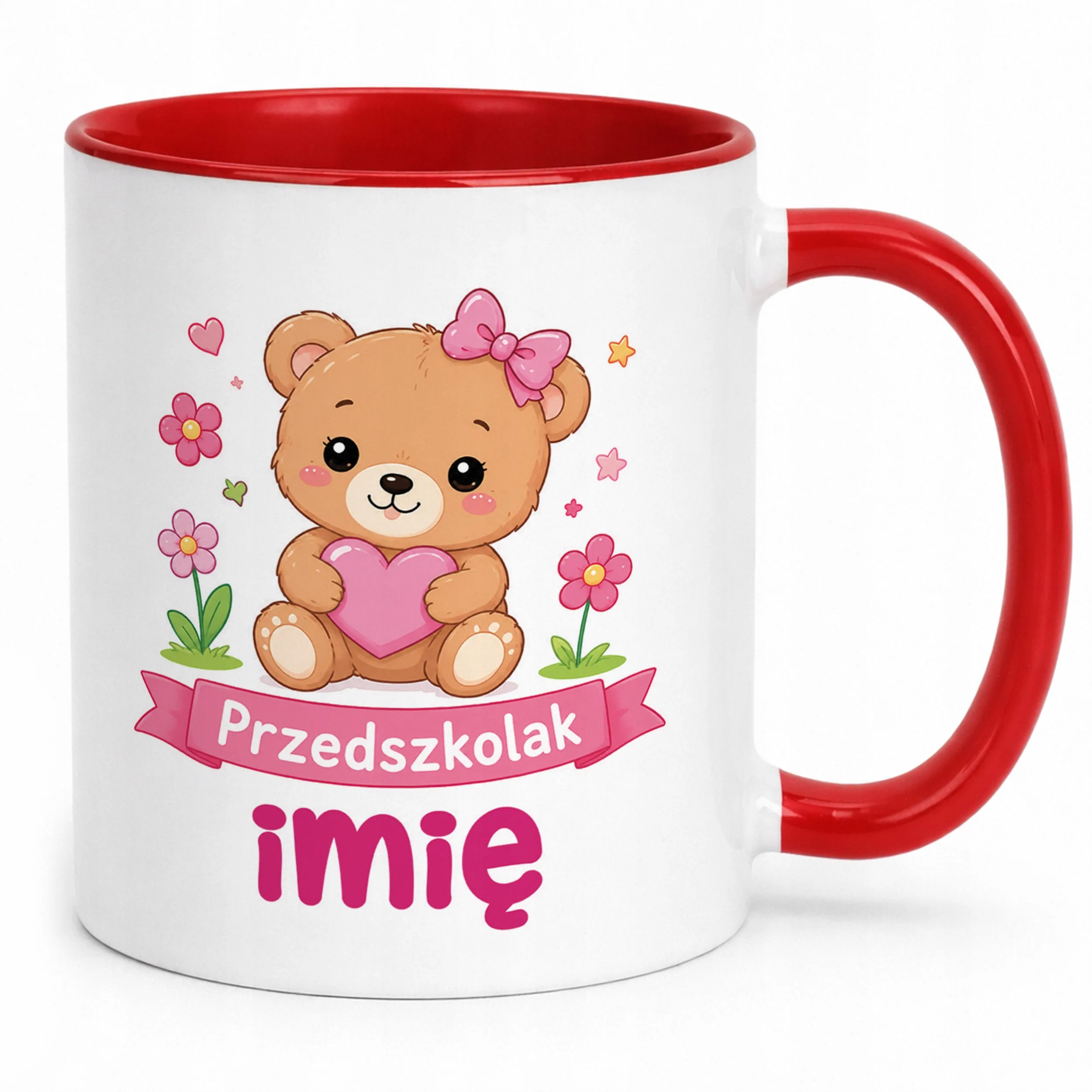 Kubek Czerwony z nadrukiem personalizowany Przedszkolak Szkoła Dla Dzieci