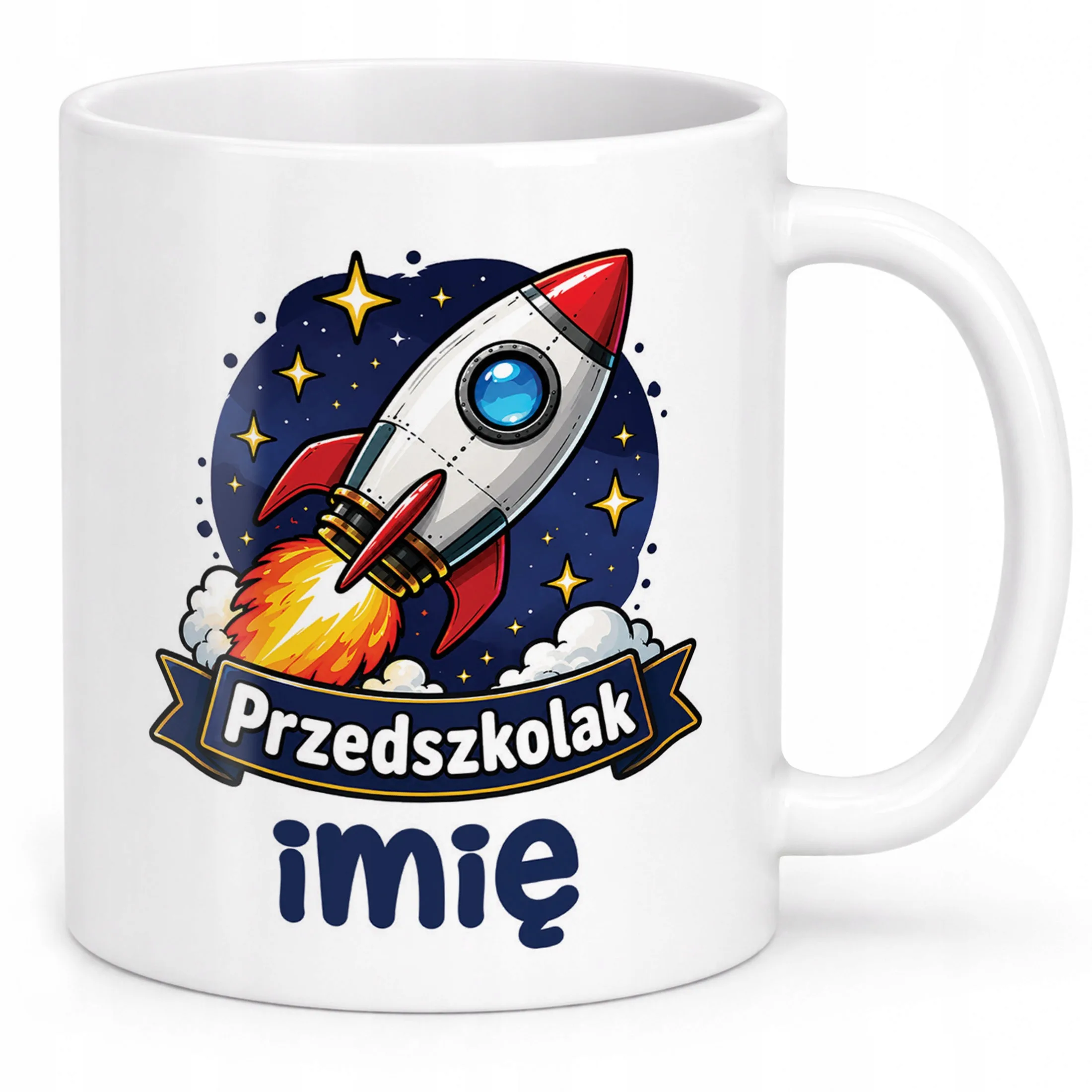 Biały Kubek z nadrukiem personalizowany Przedszkolak Szkoła Dla Dzieci