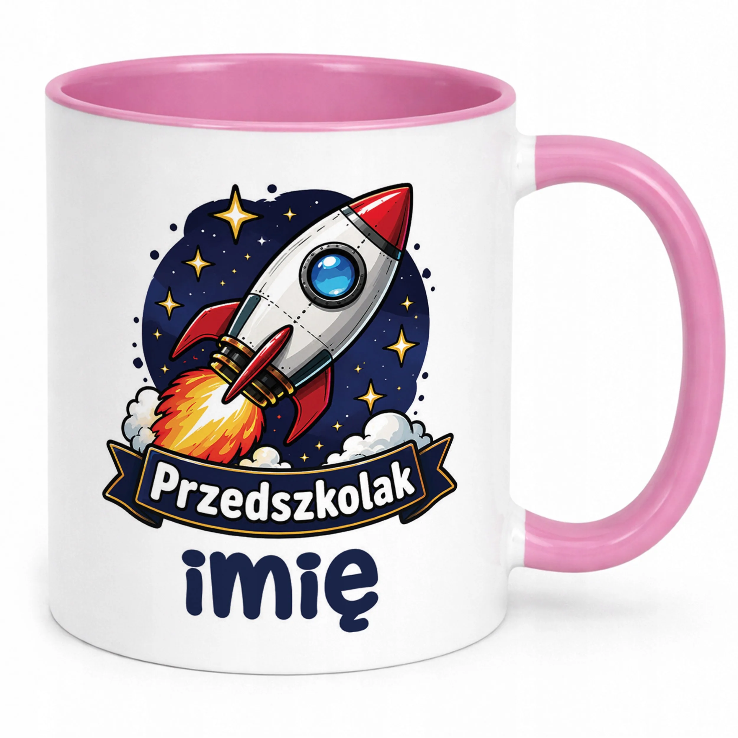 Kubek Różowy z nadrukiem personalizowany Przedszkolak Szkoła Dla Dzieci