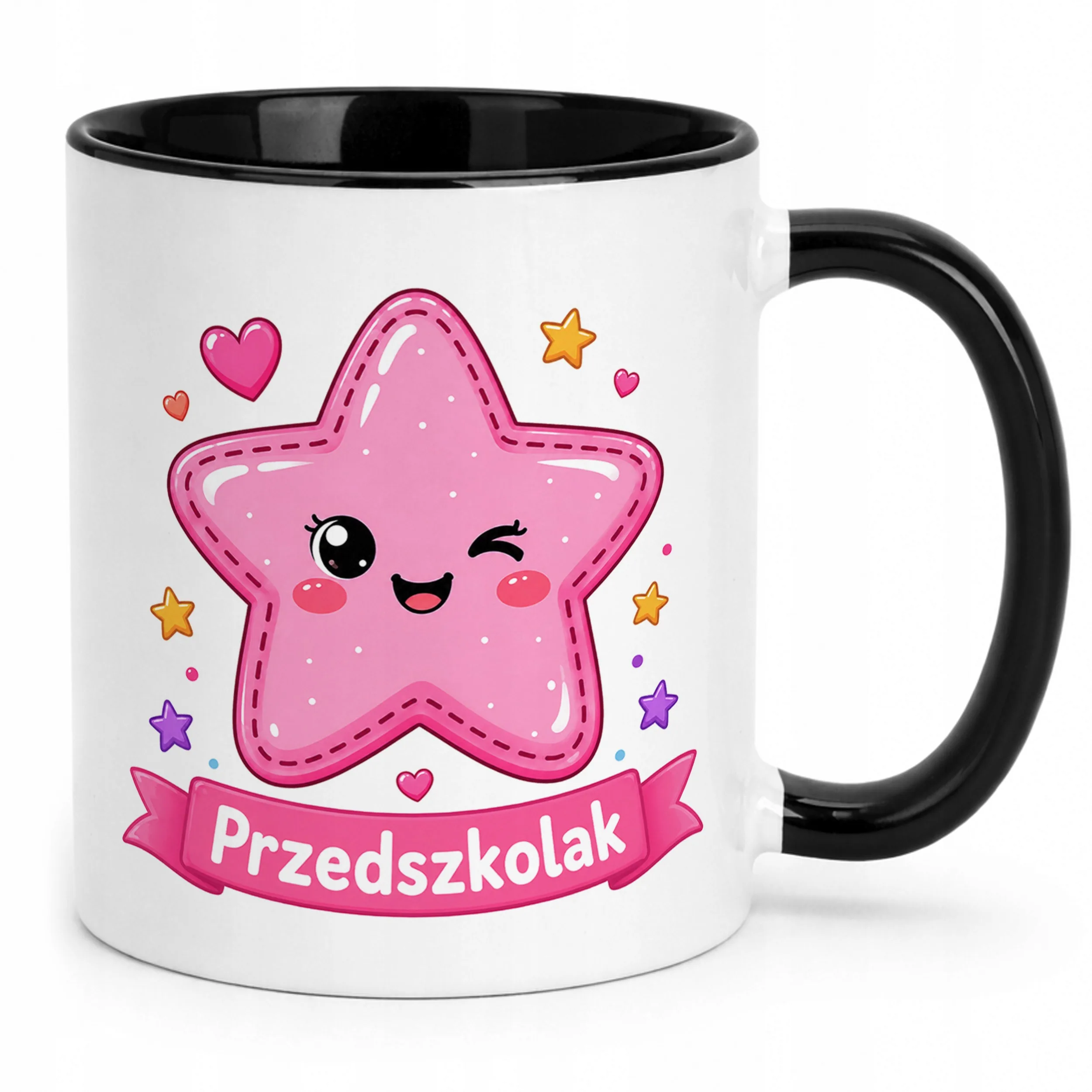 Kubek Czarny z nadrukiem Przedszkolak Szkoła Dla Dzieci Prezent