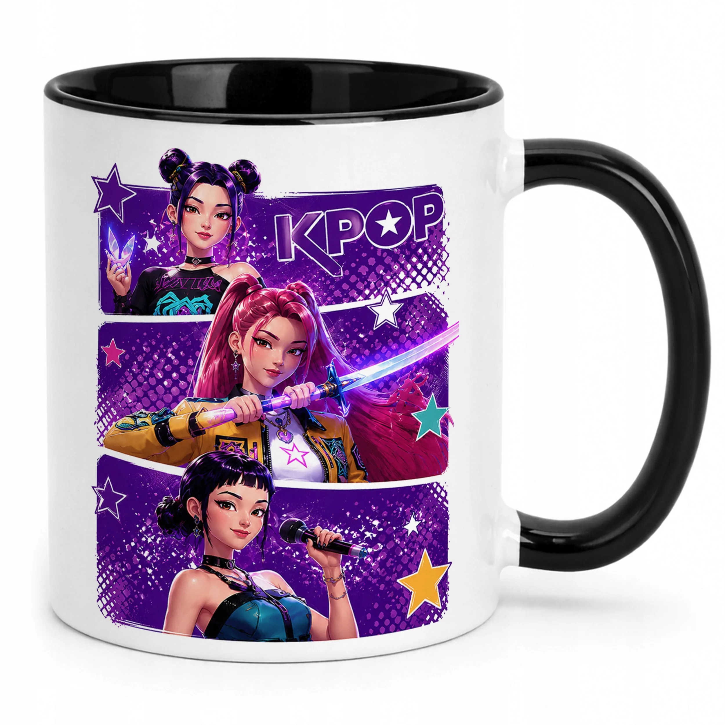 Kubek Czarny z nadrukiem ŁOWCZYNIE KPOP Dla Dzieci Prezent Upominek