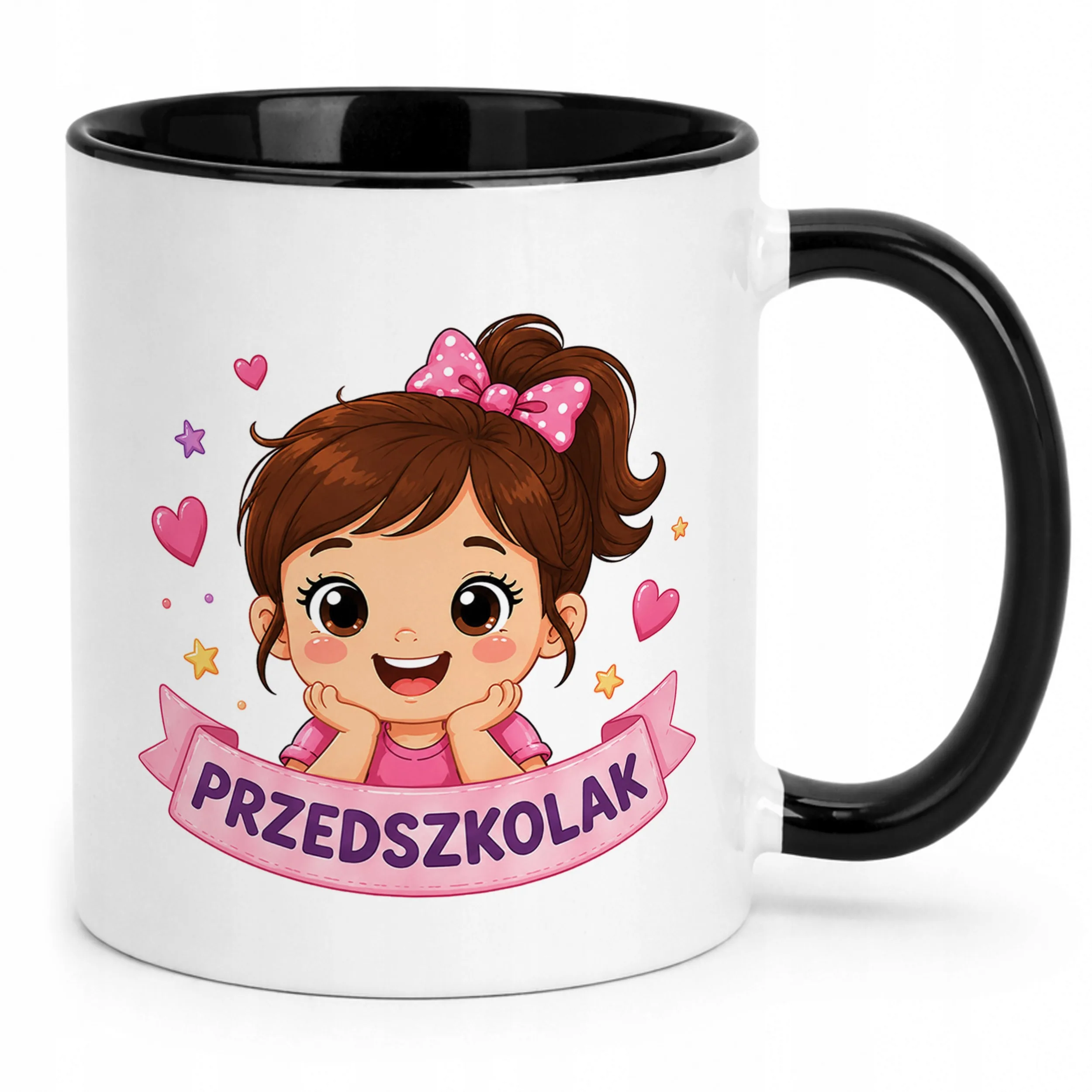 Kubek Czarny z nadrukiem Przedszkolak Szkoła Dla Dzieci Prezent