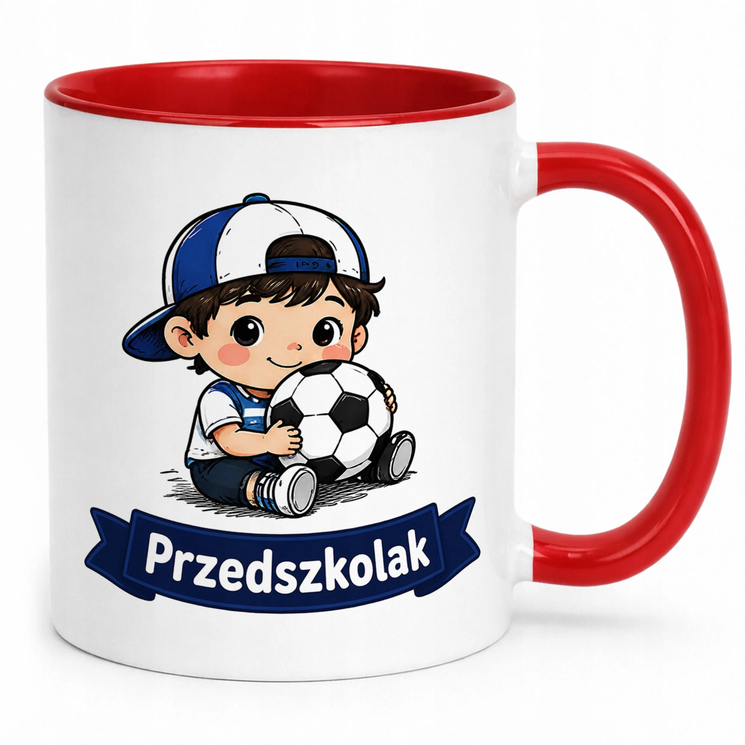 Kubek Czerwony z nadrukiem Przedszkolak Szkoła Dla Dzieci Prezent