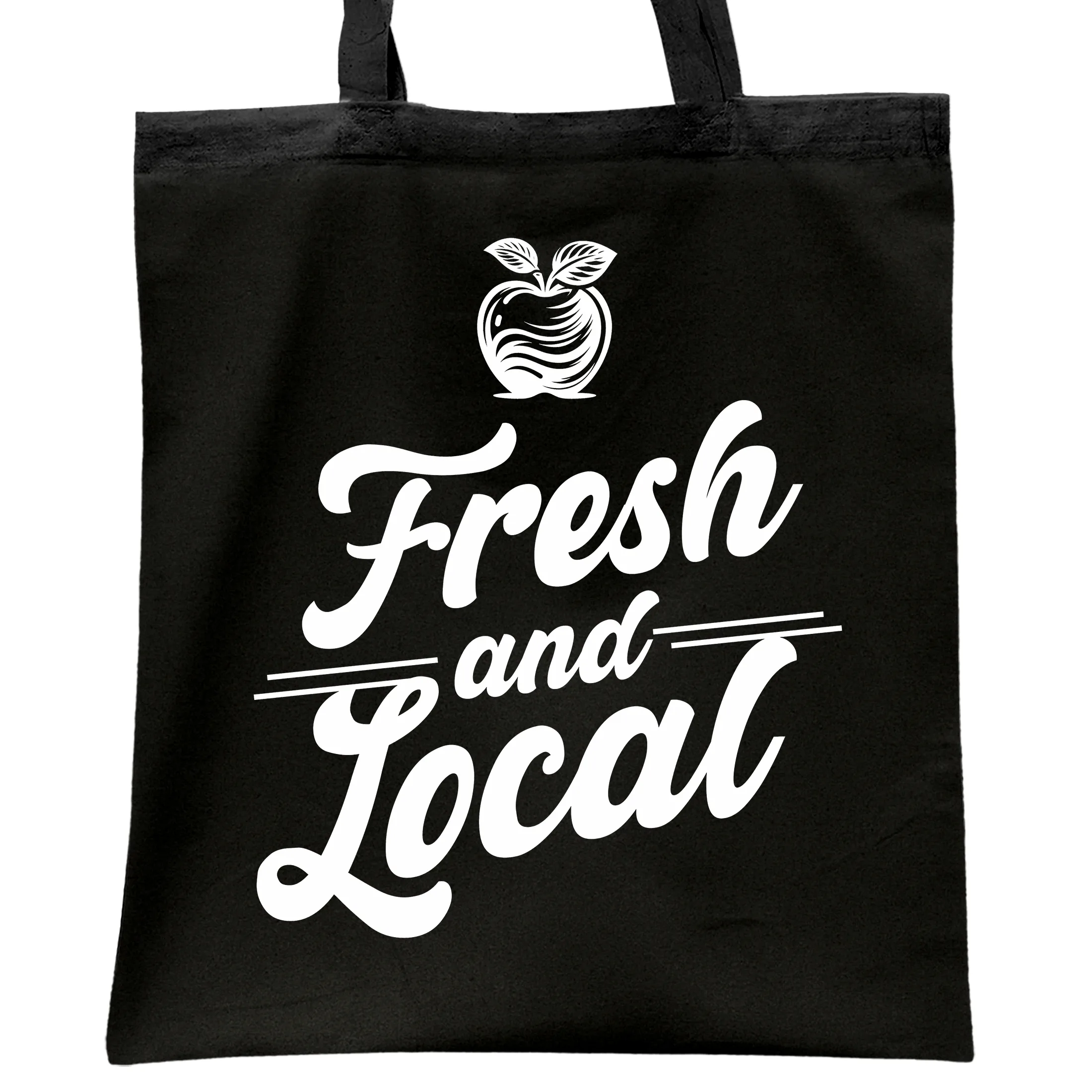Torba bawełniana czarna na zakupy Fresh And Local Lokalne Produkty