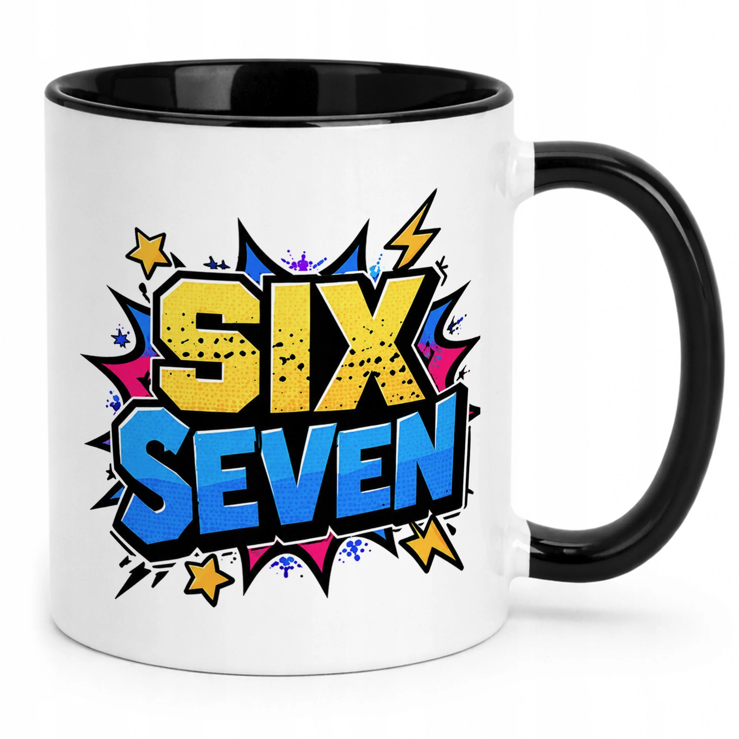 Kubek Czarny z nadrukiem SIX SEVEN Dla Dzieci Prezent Upominek