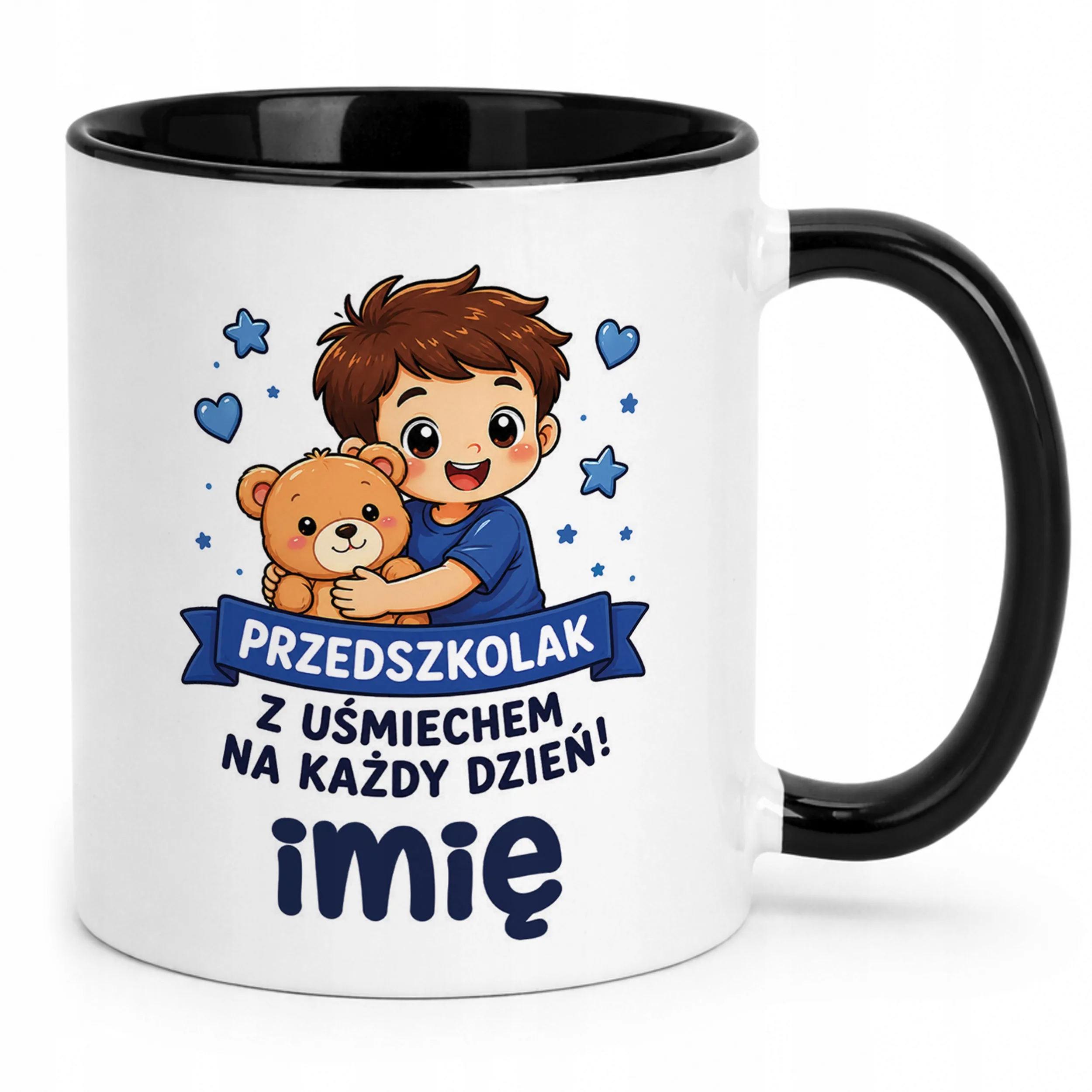 Kubek Czarny z nadrukiem personalizowany Przedszkolak Szkoła Dla Dzieci