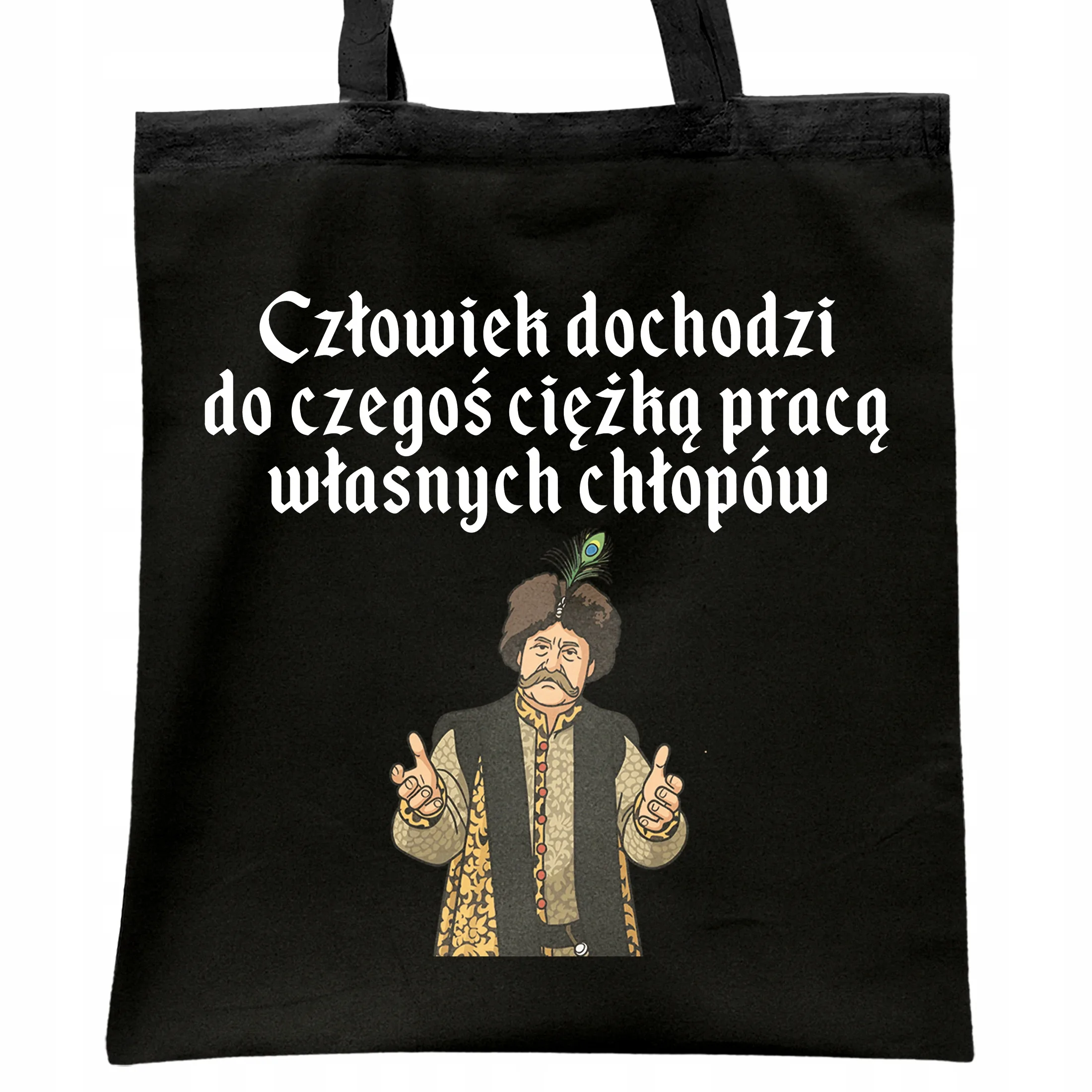 Torba bawełniana czarna na zakupy 1670 Człowiek Dochodzi Do Czegoś