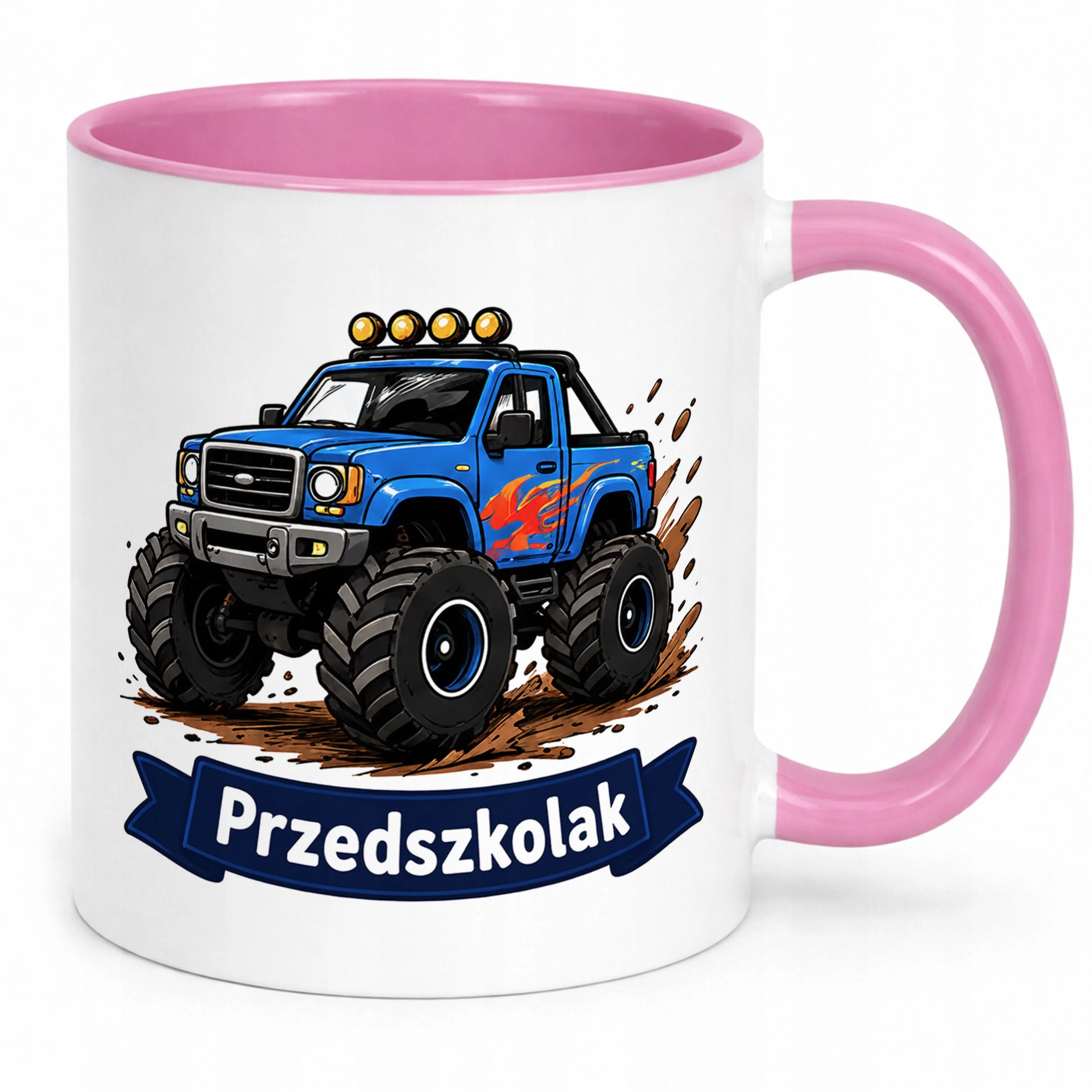 Kubek Różowy z nadrukiem Przedszkolak Szkoła Dla Dzieci Prezent