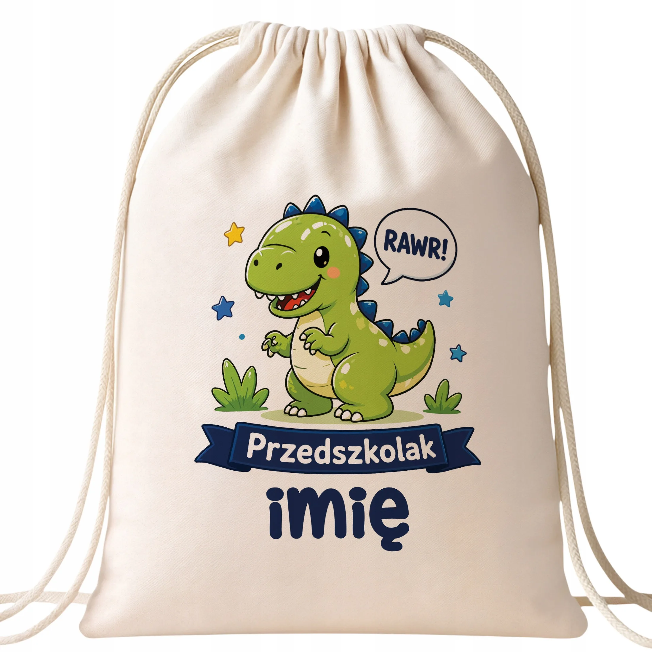 Plecak Worek Personalizowany Przedszkolak z Nadrukiem Bawełniany Szkolny