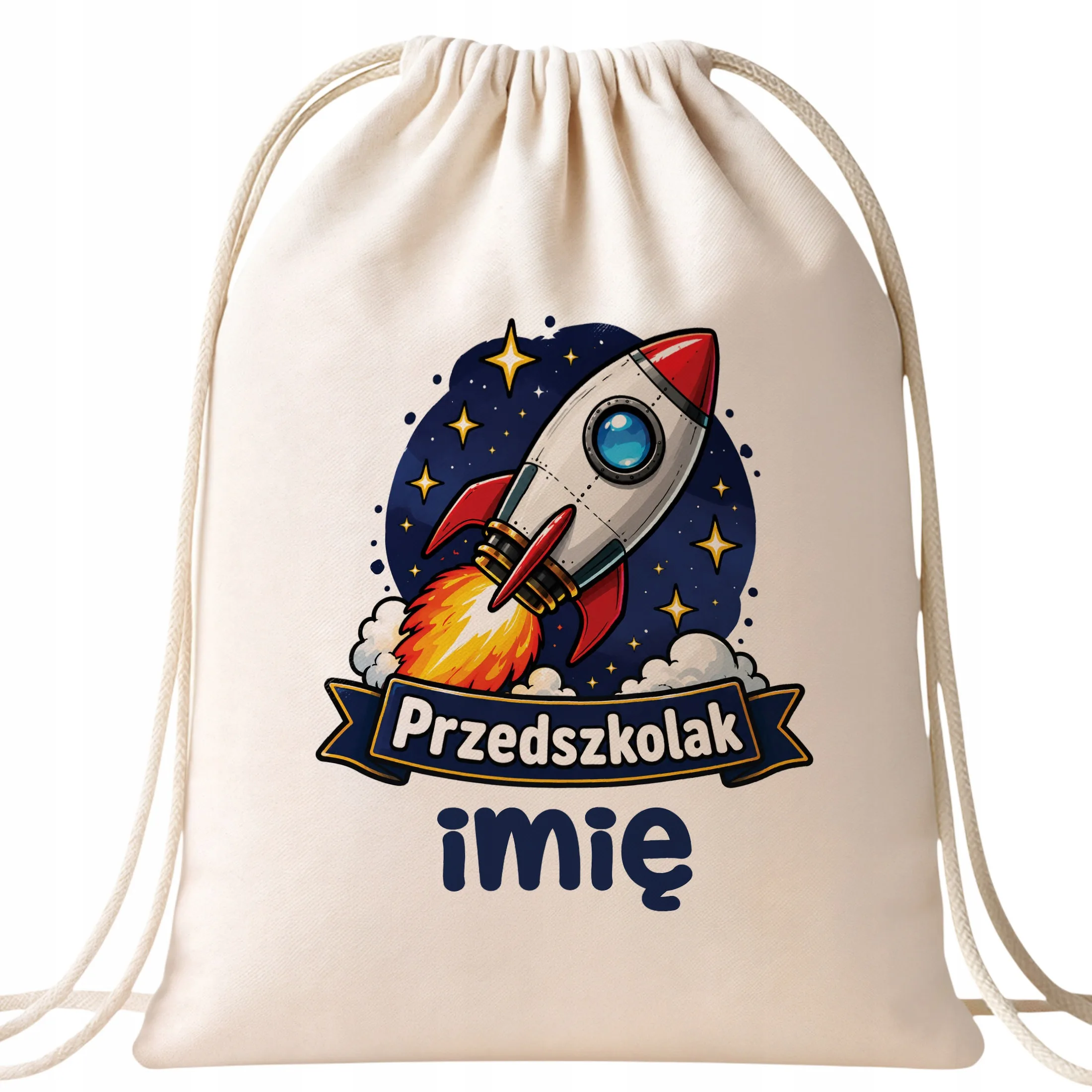 Plecak Worek Personalizowany Przedszkolak z Nadrukiem Bawełniany Szkolny