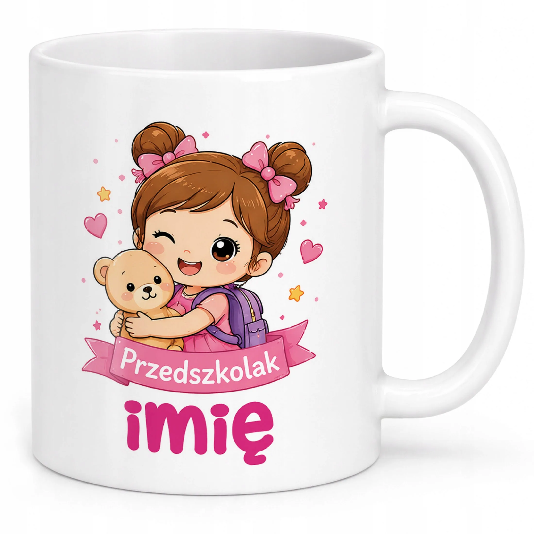 Biały Kubek z nadrukiem personalizowany Przedszkolak Szkoła Dla Dzieci