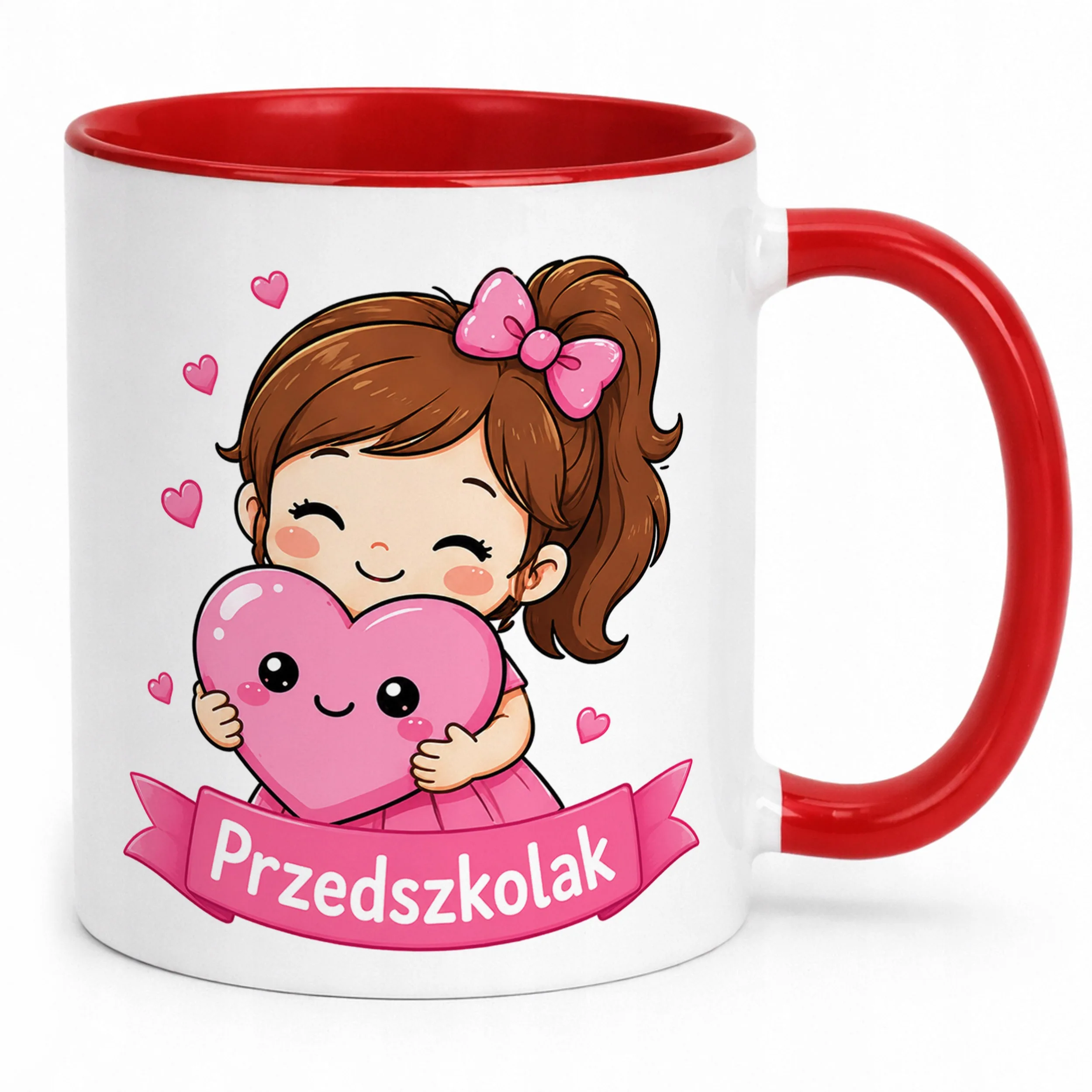 Kubek Czerwony z nadrukiem Przedszkolak Szkoła Dla Dzieci Prezent