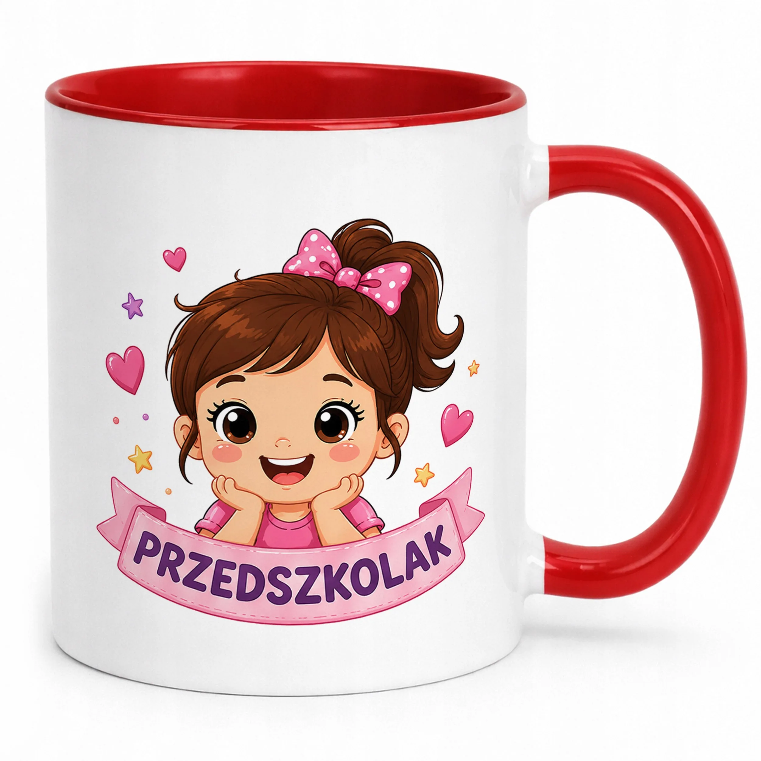 Kubek Czerwony z nadrukiem Przedszkolak Szkoła Dla Dzieci Prezent
